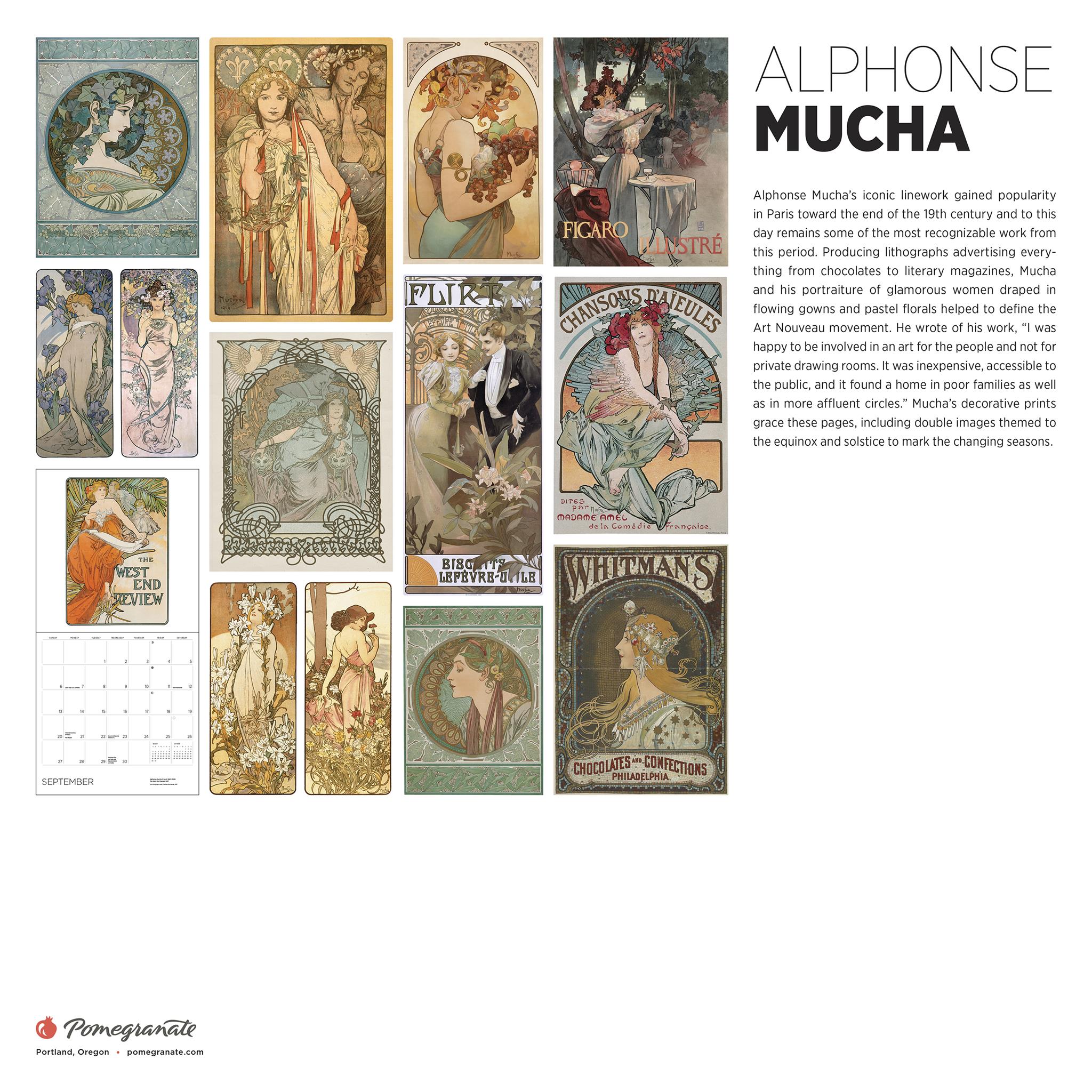 Calendrier mural Alphonse Mucha 2026