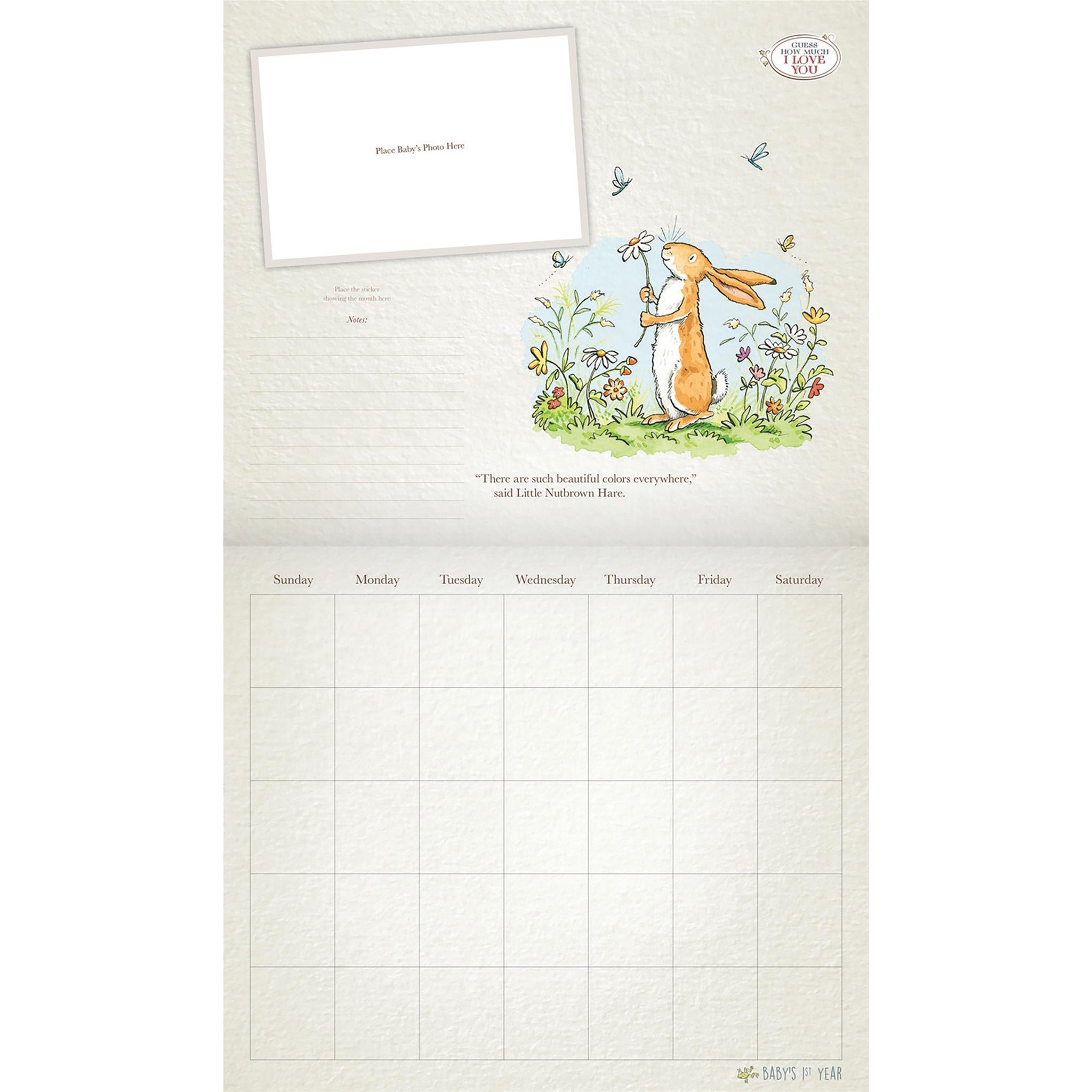 Calendrier mural non daté « Devine combien je t'aime » pour la première année de bébé - Disponible uniquement en ligne