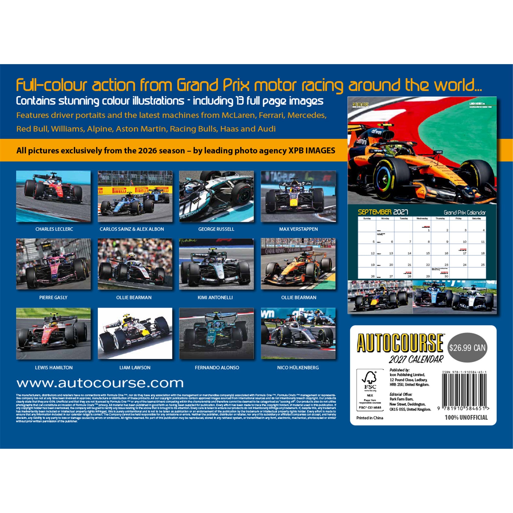 Autocourse Grand Prix 2027 Wall Calendar