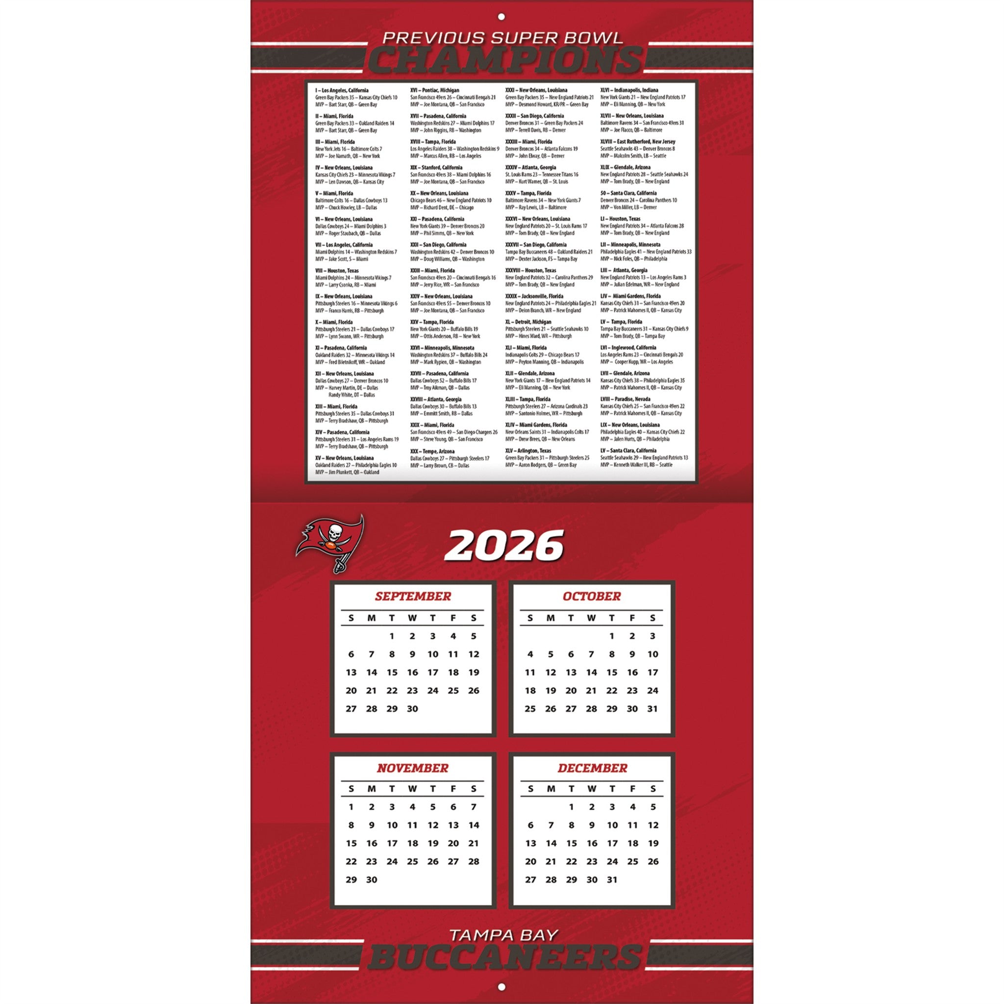 NFL Tampa Bay Buccaneers 2027 Wall Calendar - Online Only