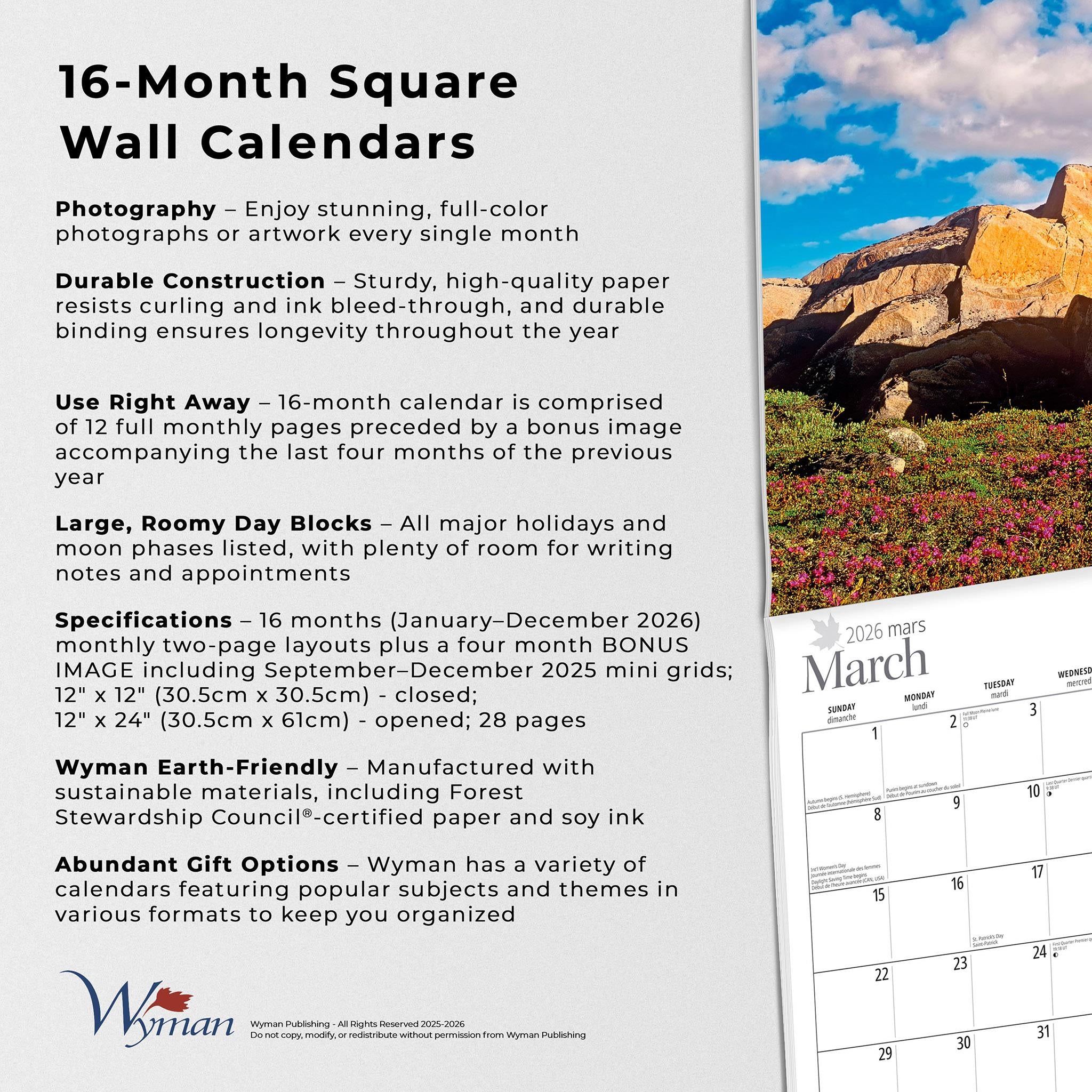 Manitoba 2026 Wall Calendar