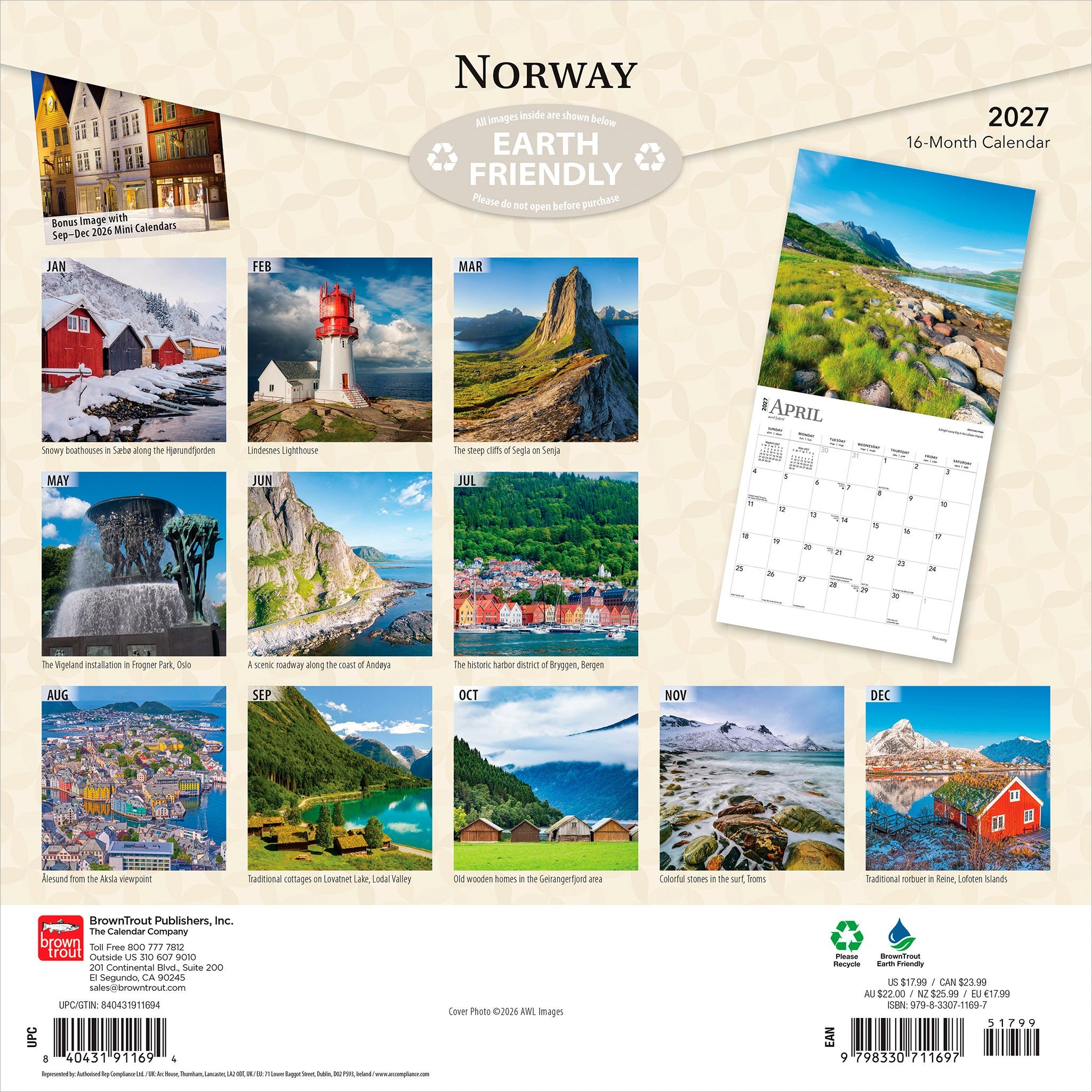 Norway 2027 Wall Calendar