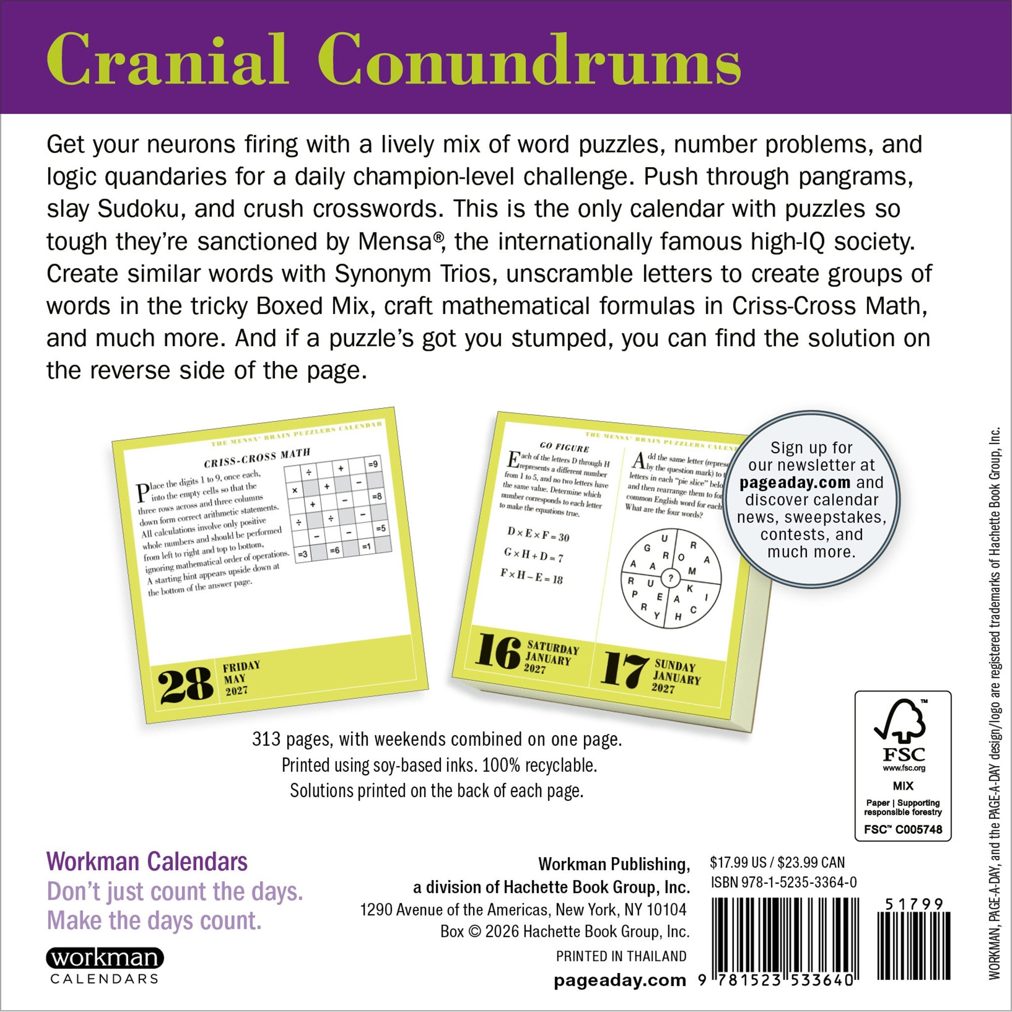 Mensa 365 Brain Puzzlers 2027 Box Calendar