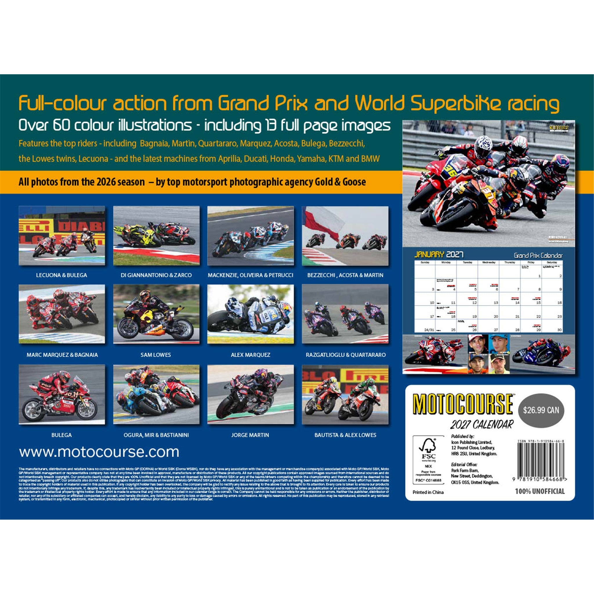 Motocourse Grand Prix and Superbike 2027 Wall Calendar