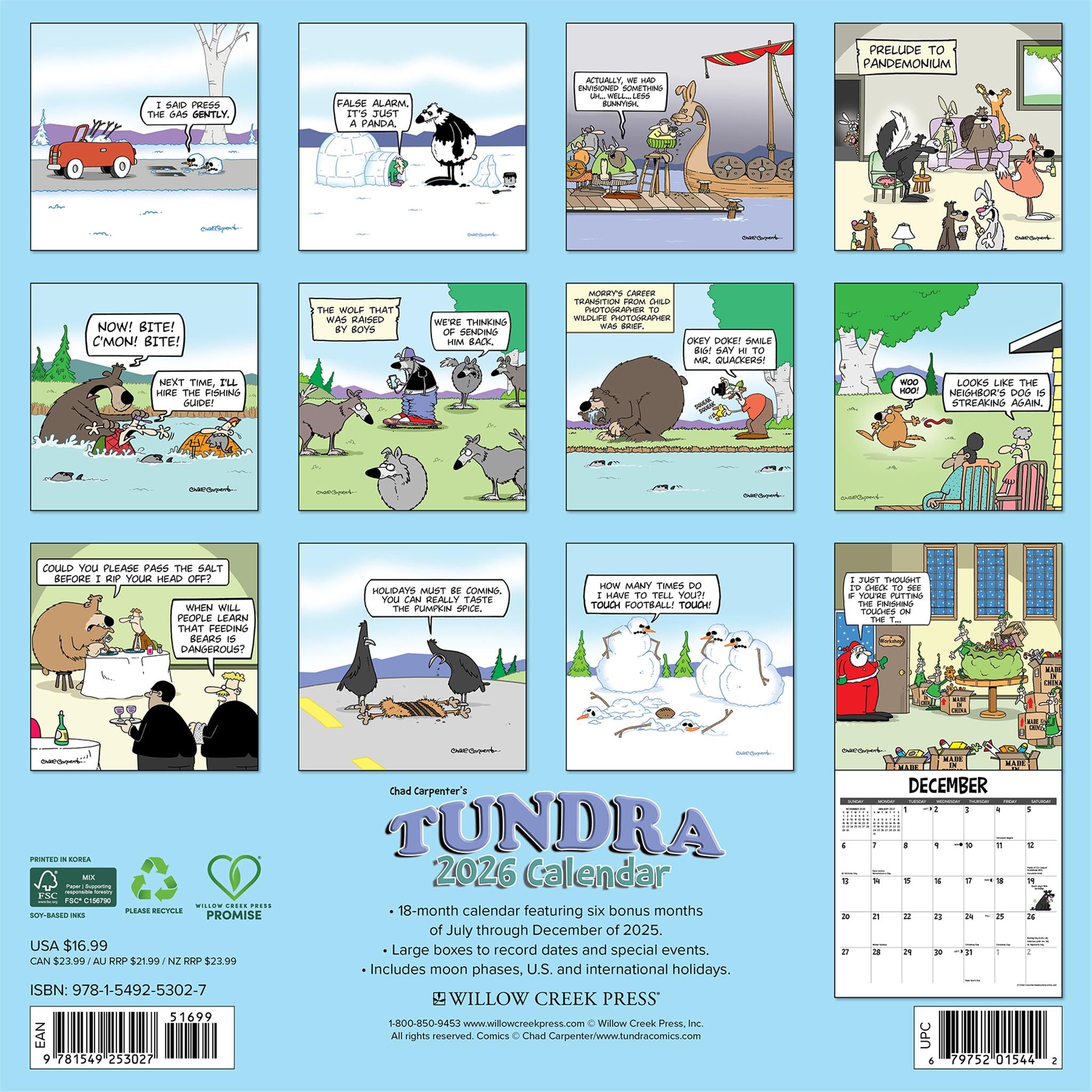 Calendrier mural Tundra 2026 - Disponible uniquement en ligne