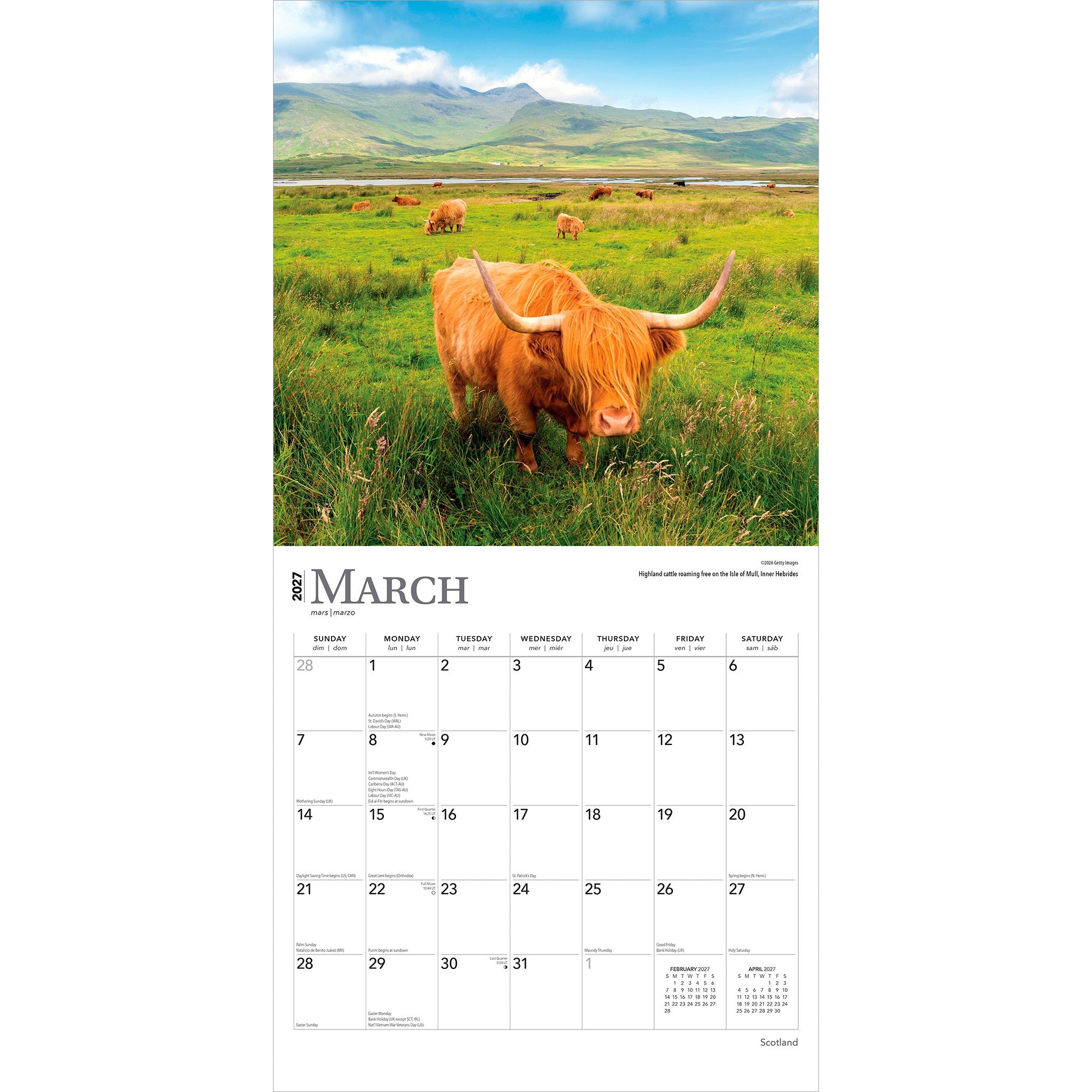 Scotland 2027 Wall Calendar