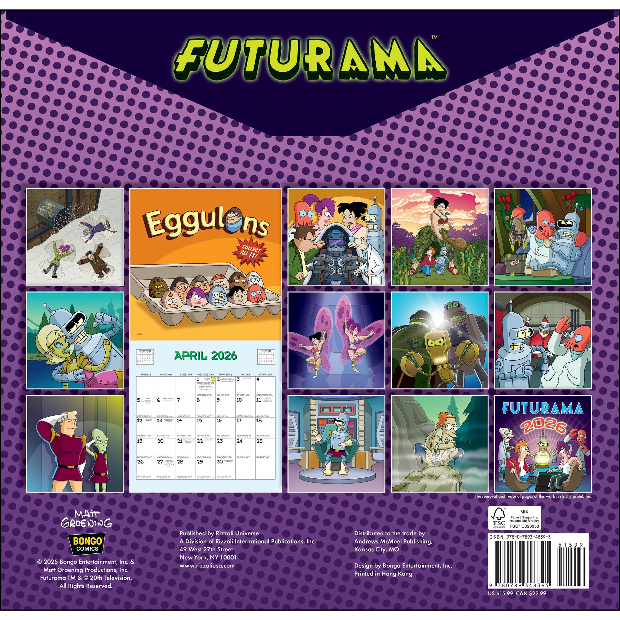 Calendrier mural Futurama 2026