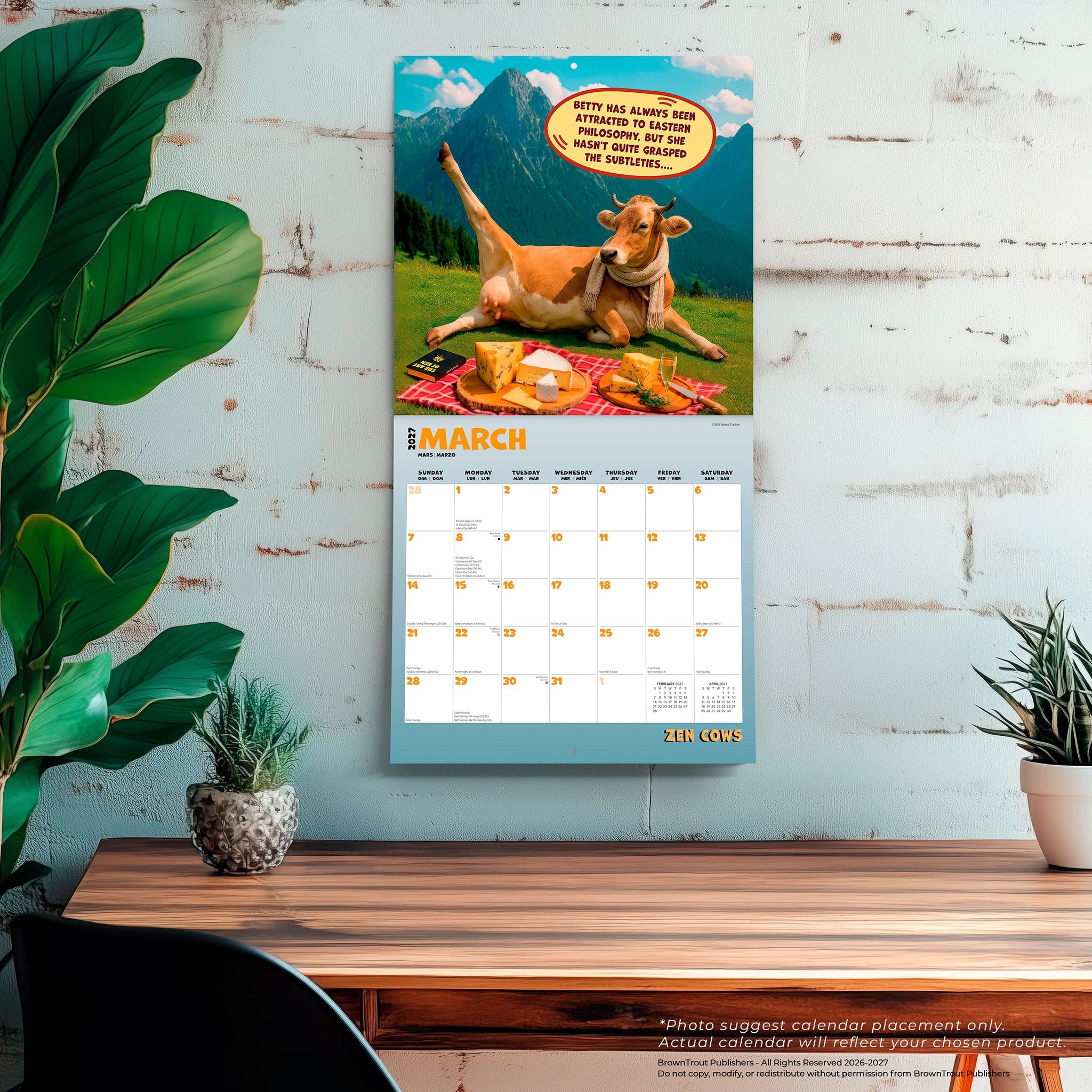 Zen Cows 2027 Wall Calendar