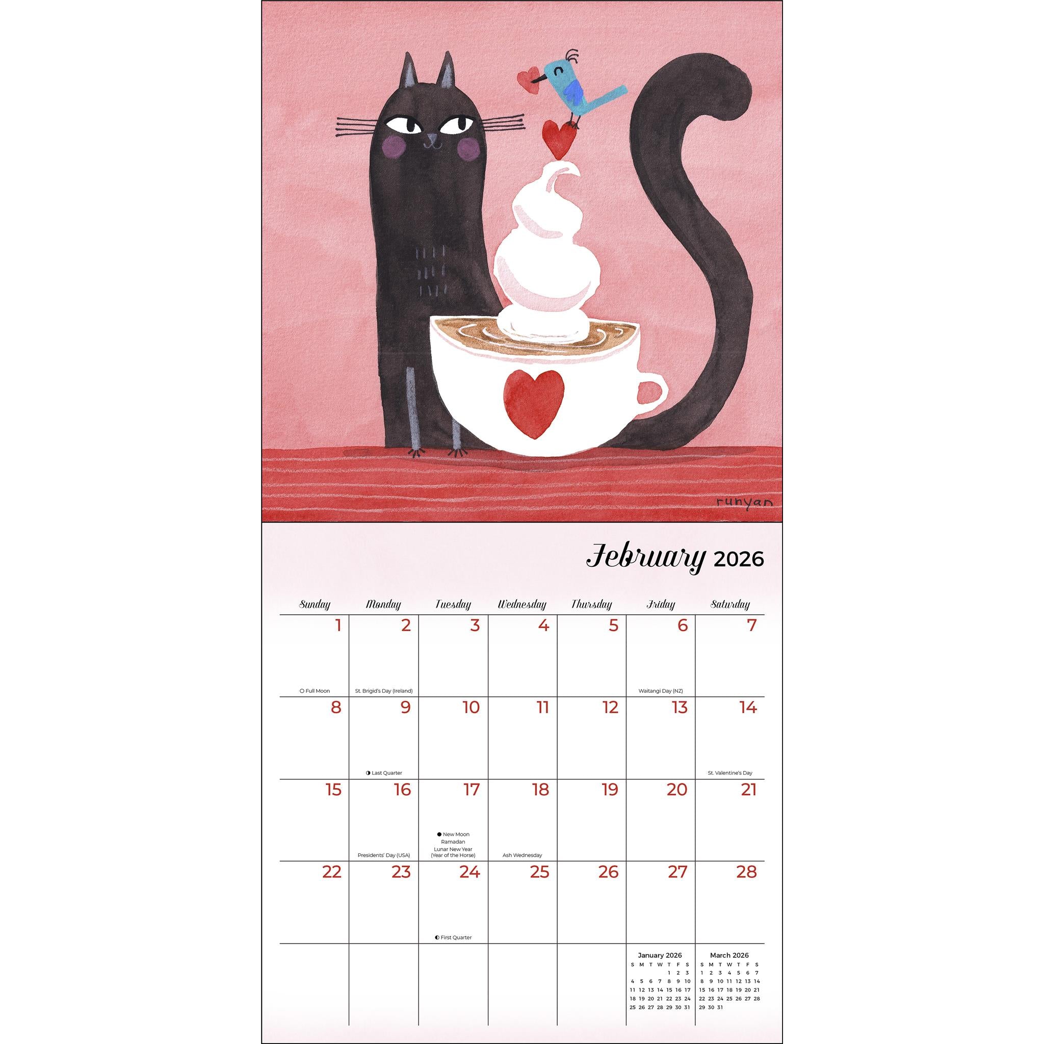 Mini calendrier félin 2026