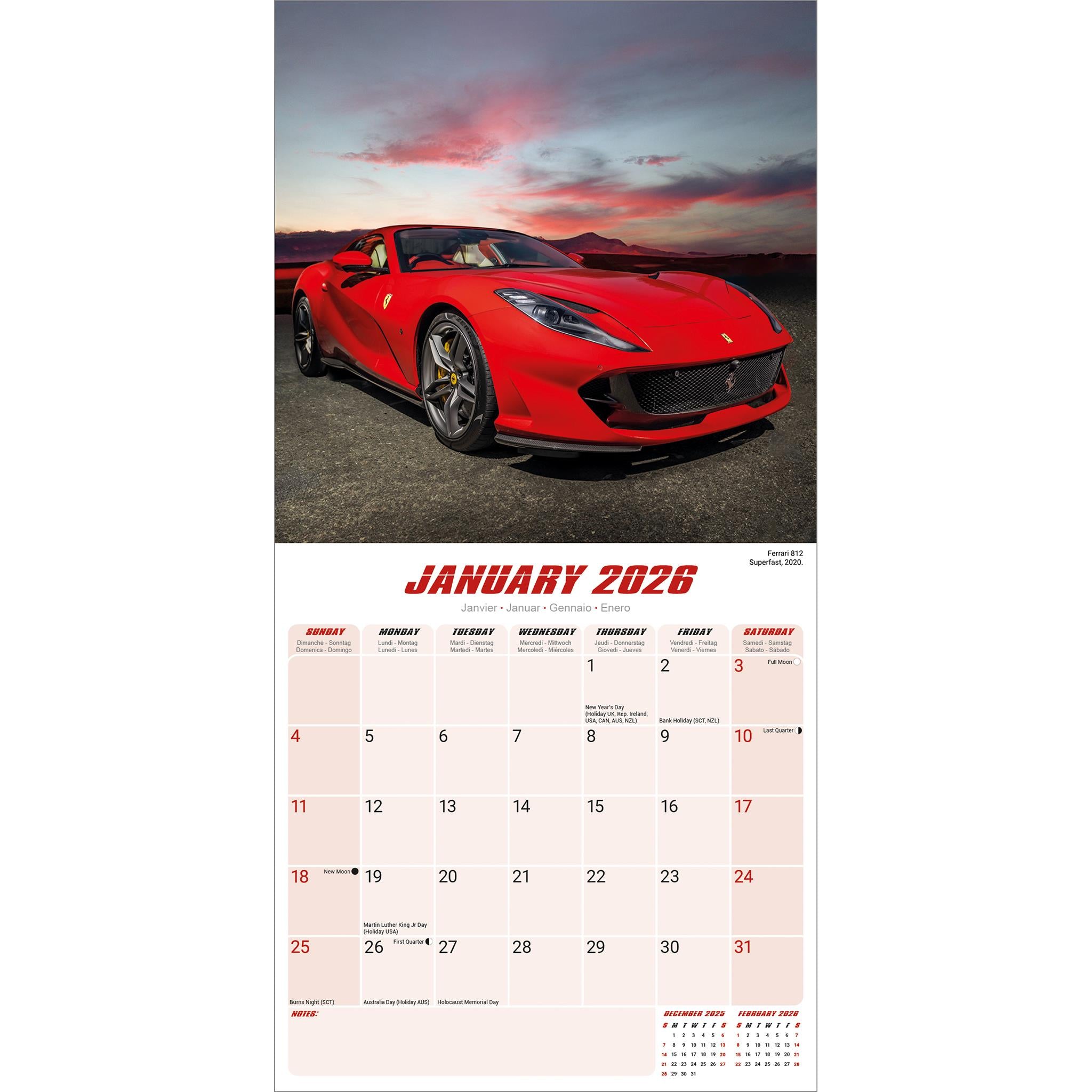 Calendrier mural Ferrari 2026