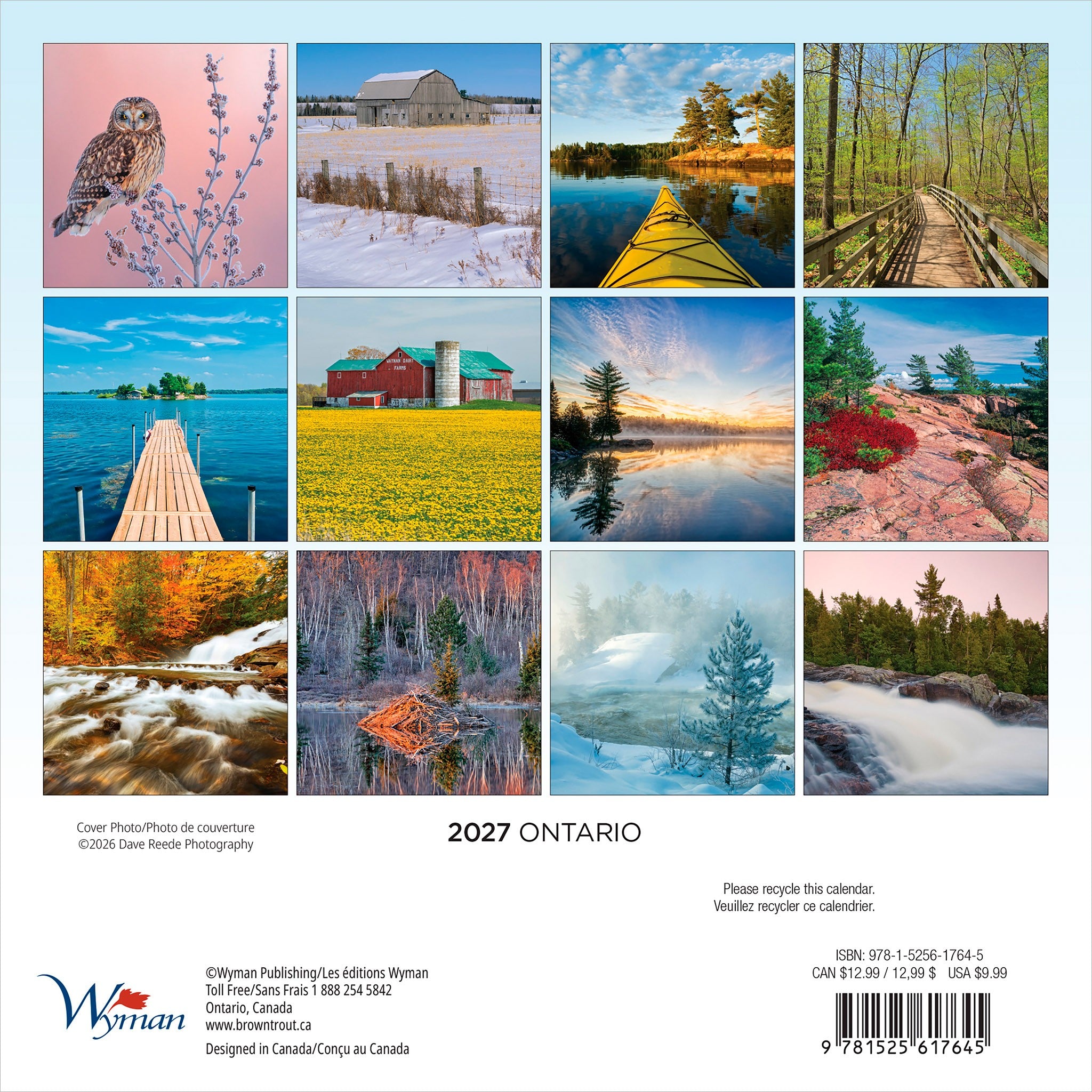 Ontario 2027 Mini Calendar