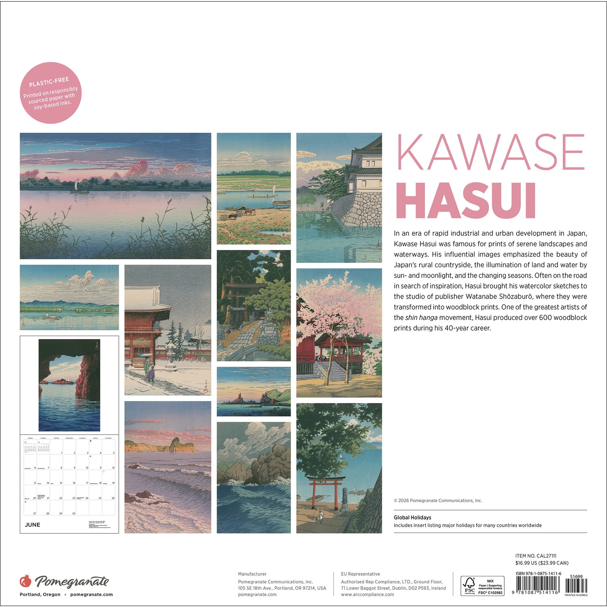 Kawase Hasui 2027 Wall Calendar