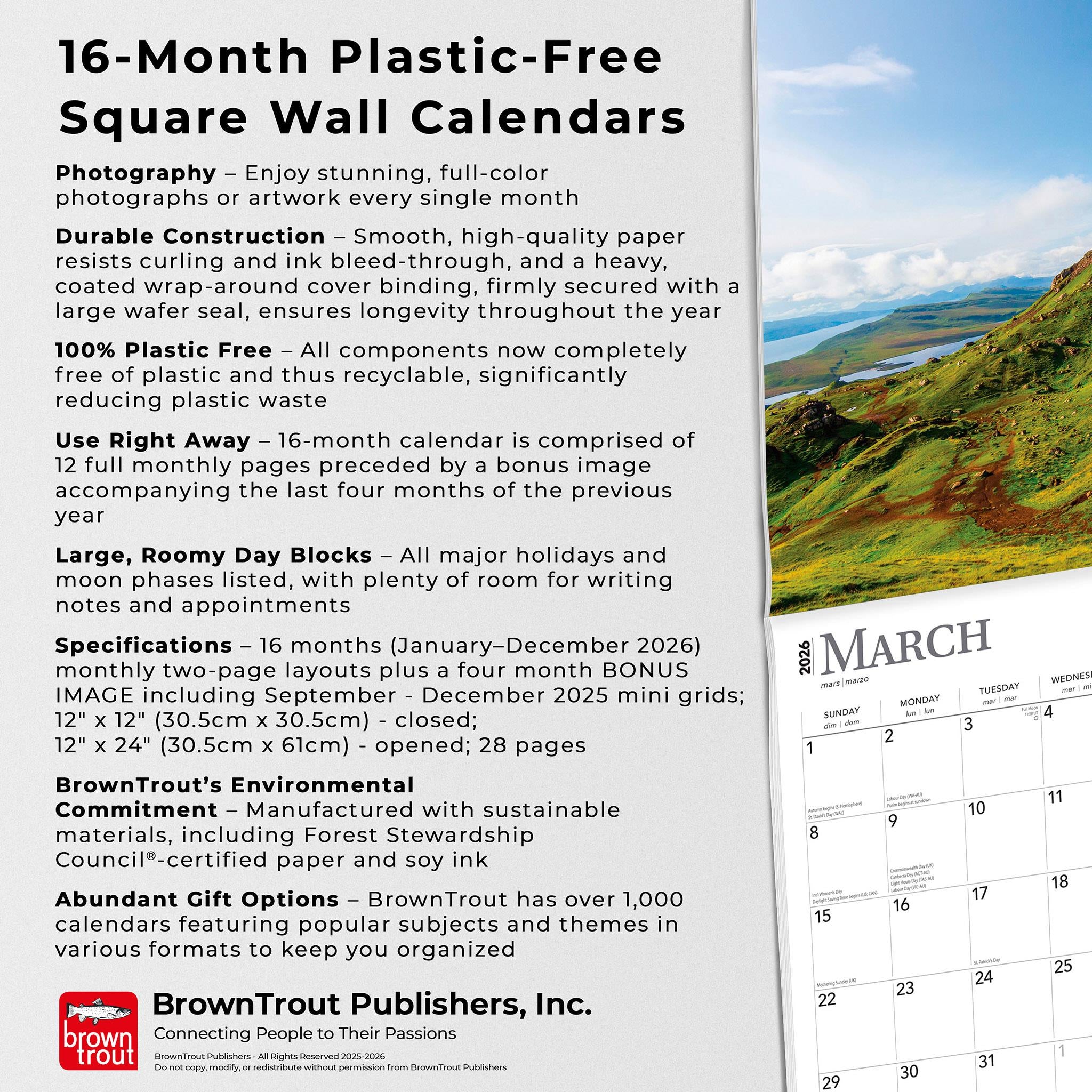 Scotland 2026 Wall Calendar