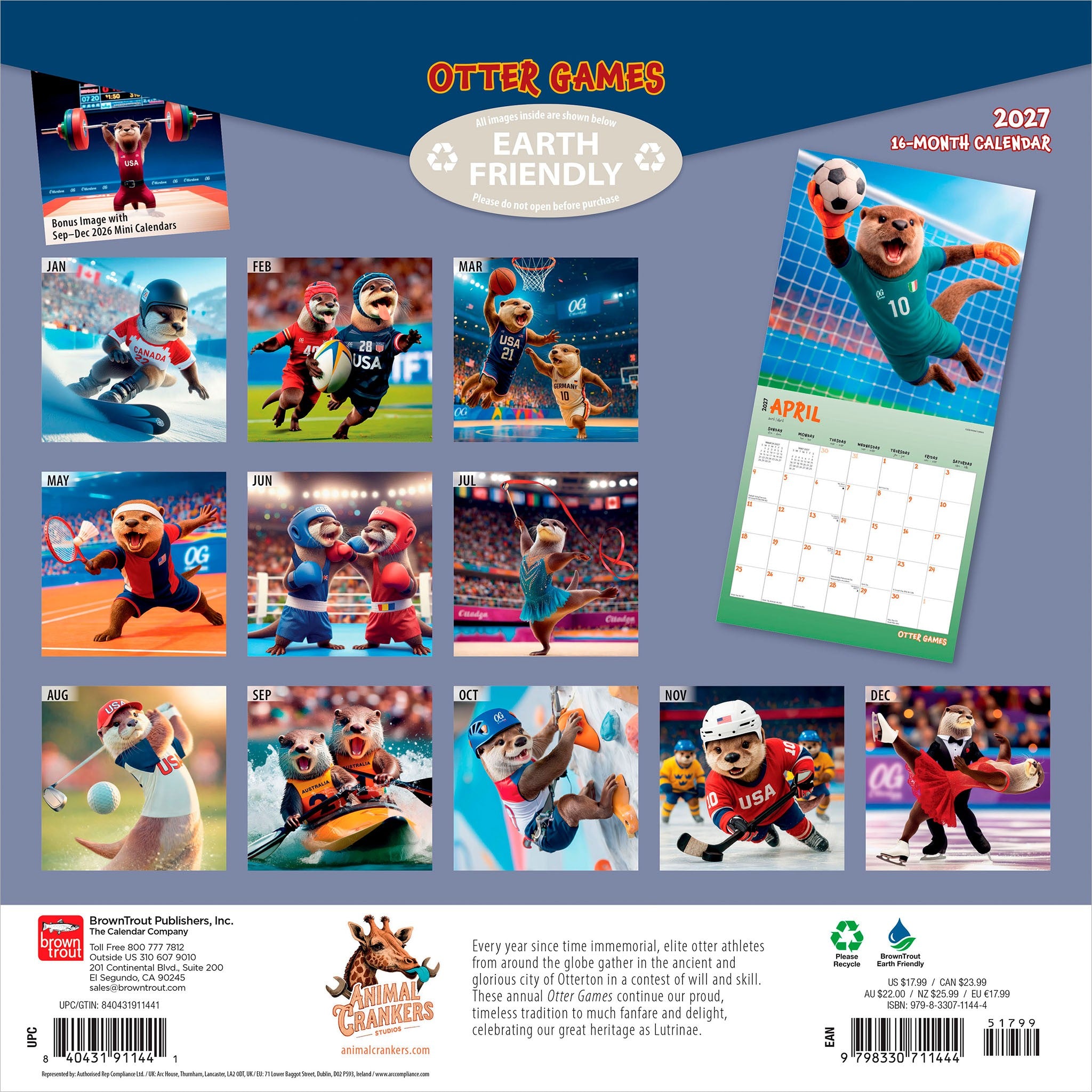 Otter Olympics 2027 Wall Calendar
