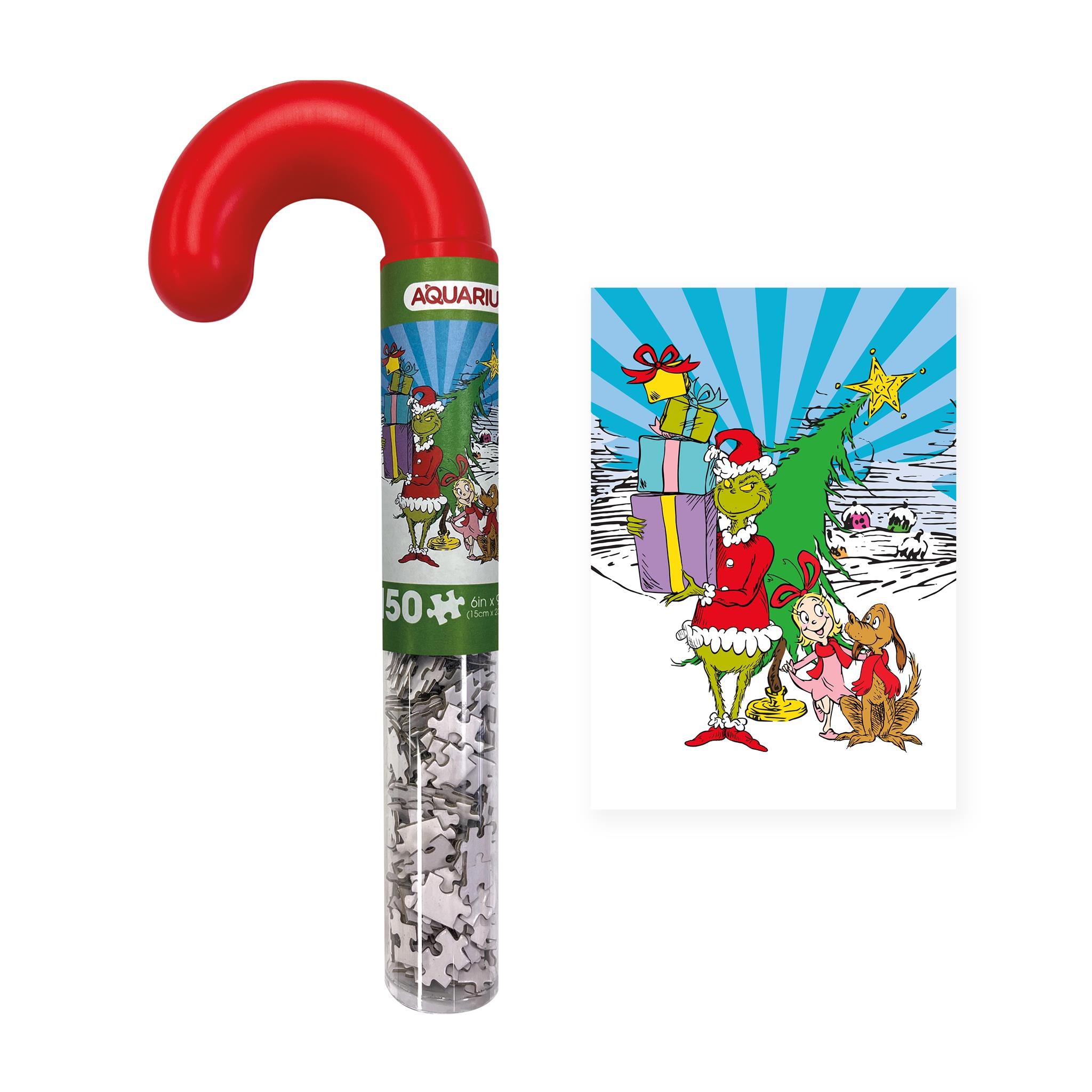 Puzzle Grinch de 150 pièces dans un emballage en forme de canne à sucre