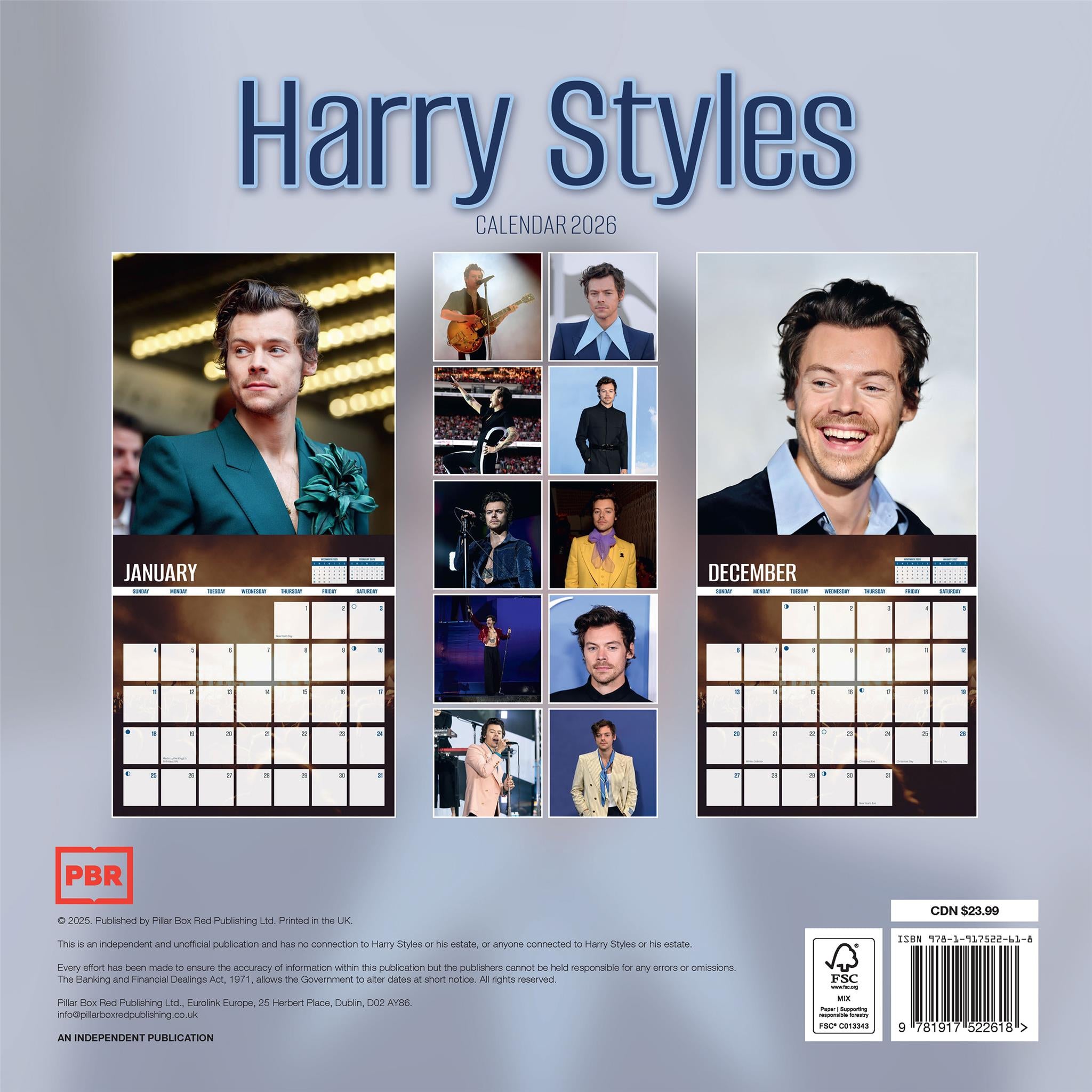 Calendrier mural Harry Styles 2026
