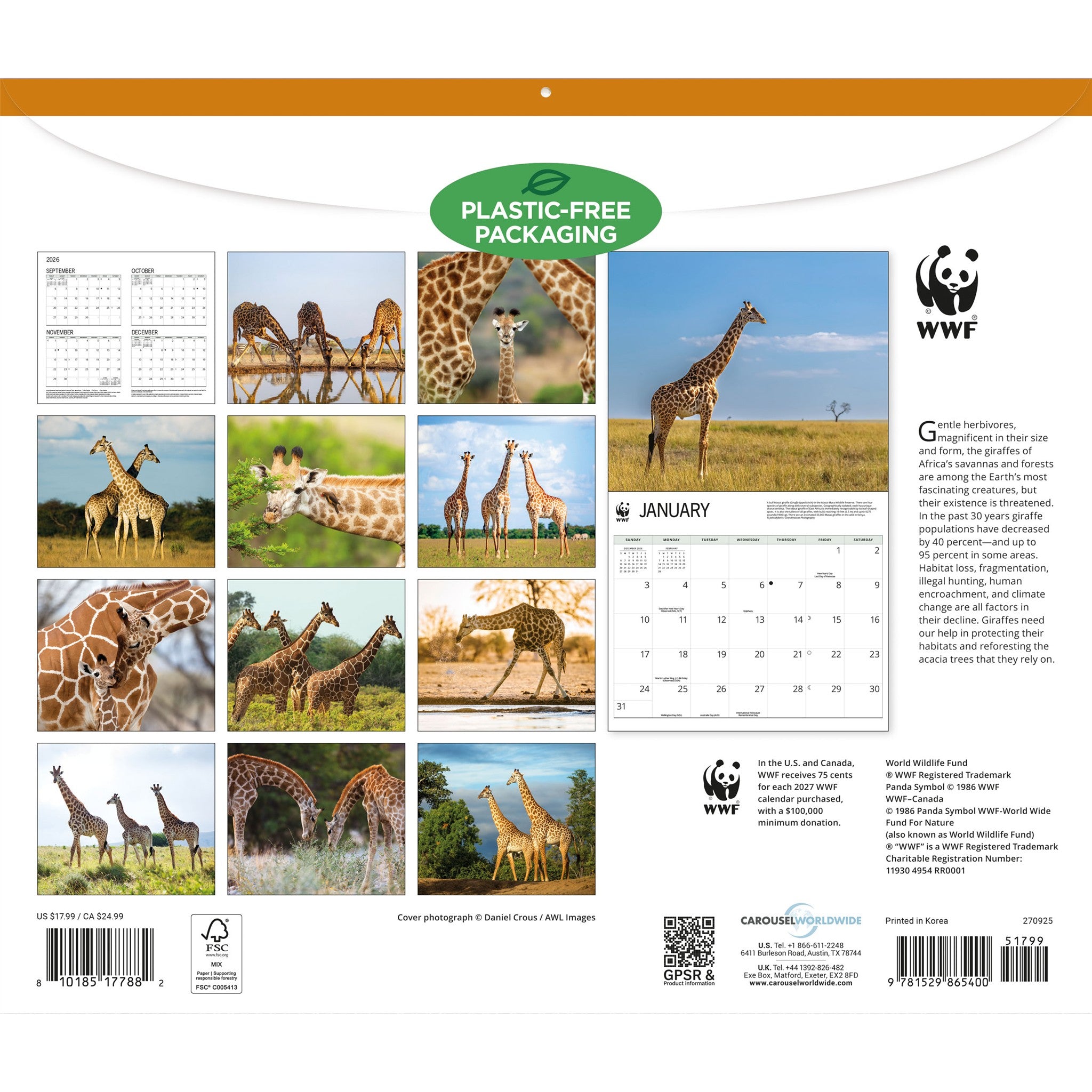 Calendrier mural 2027 WWF Girafes