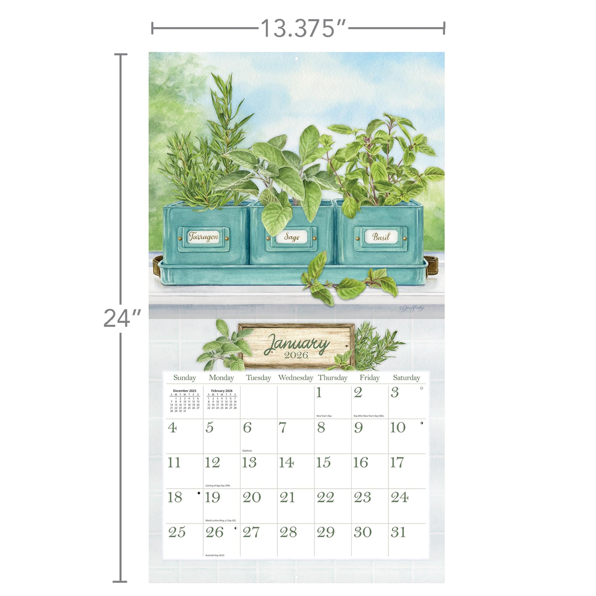 Herb Garden 2026 Deluxe Wall Calendar - Online Only