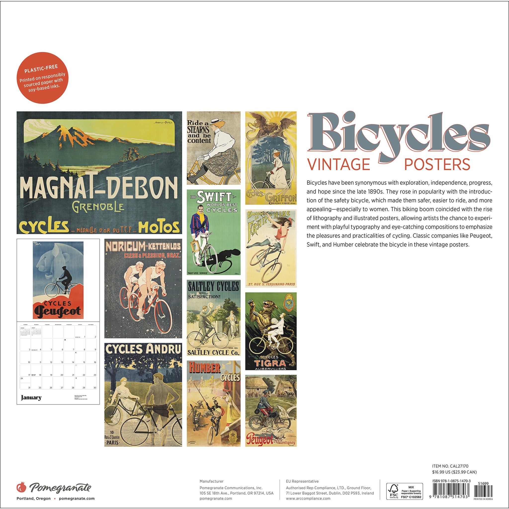Bicycles Vintage Posters 2027 Wall Calendar - Online Only