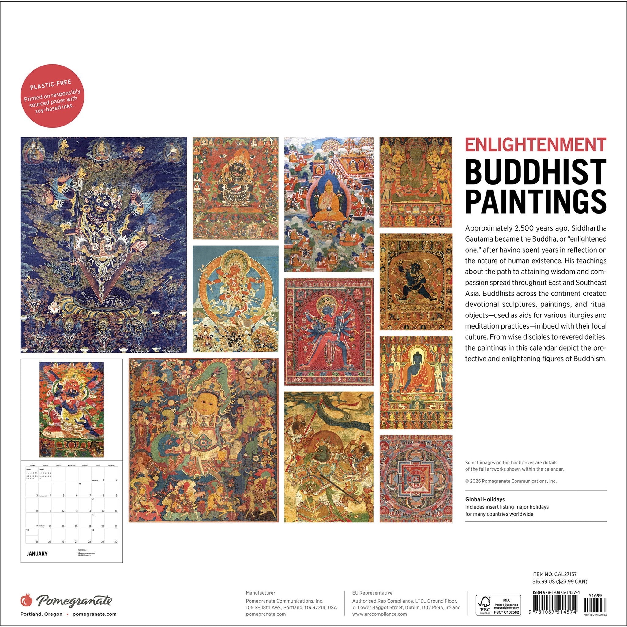Enlightenment Buddhist Paintings 2027 Wall Calendar - Online Only