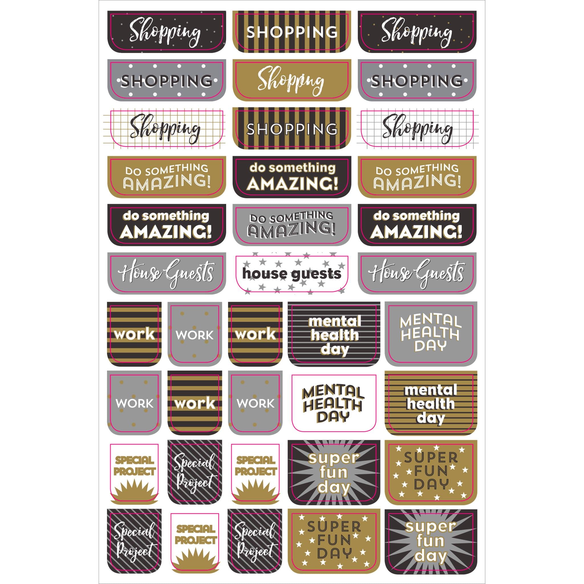 Black and Gold Essentials Planner Stickers - Online Only