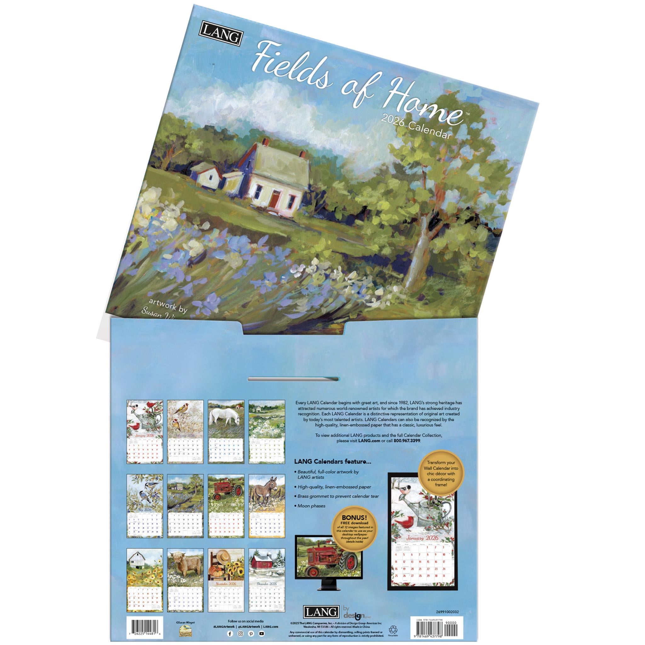 Calendrier mural de luxe Fields Of Home 2026 - Disponible uniquement en ligne