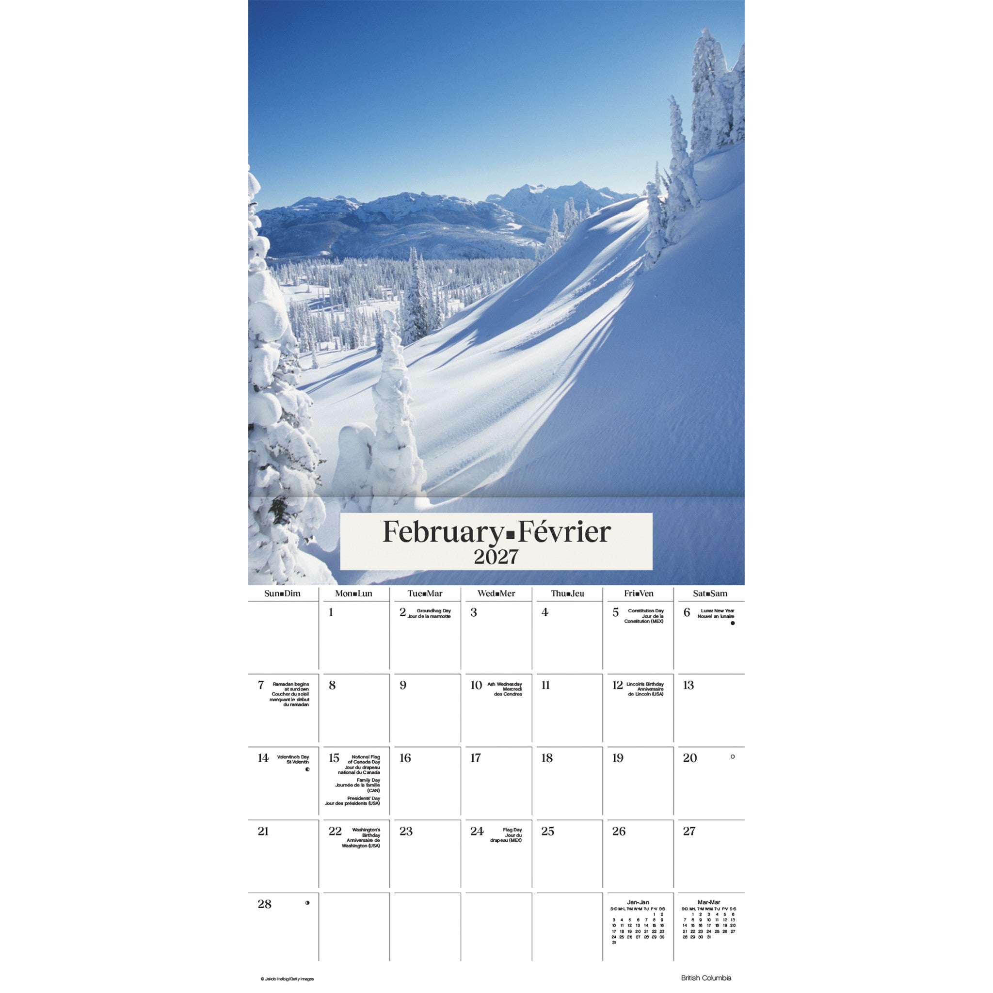 Canadian Landscapes / Paysages du Canada 2027 Wall Calendar - Online Only
