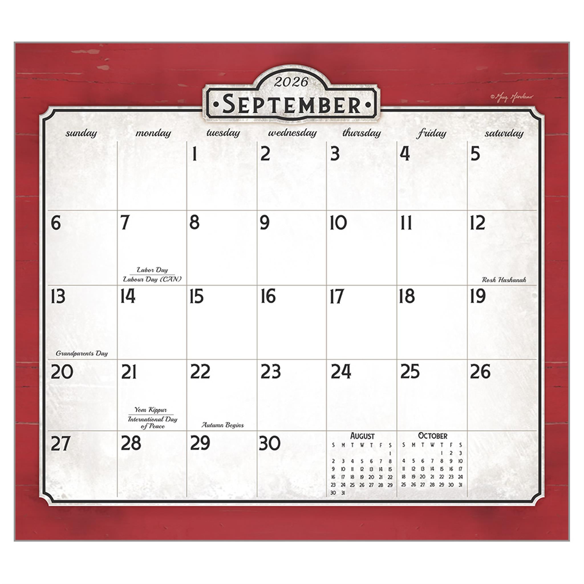 Calendrier mural de luxe Nostalgic Main Street 2026 - Disponible uniquement en ligne