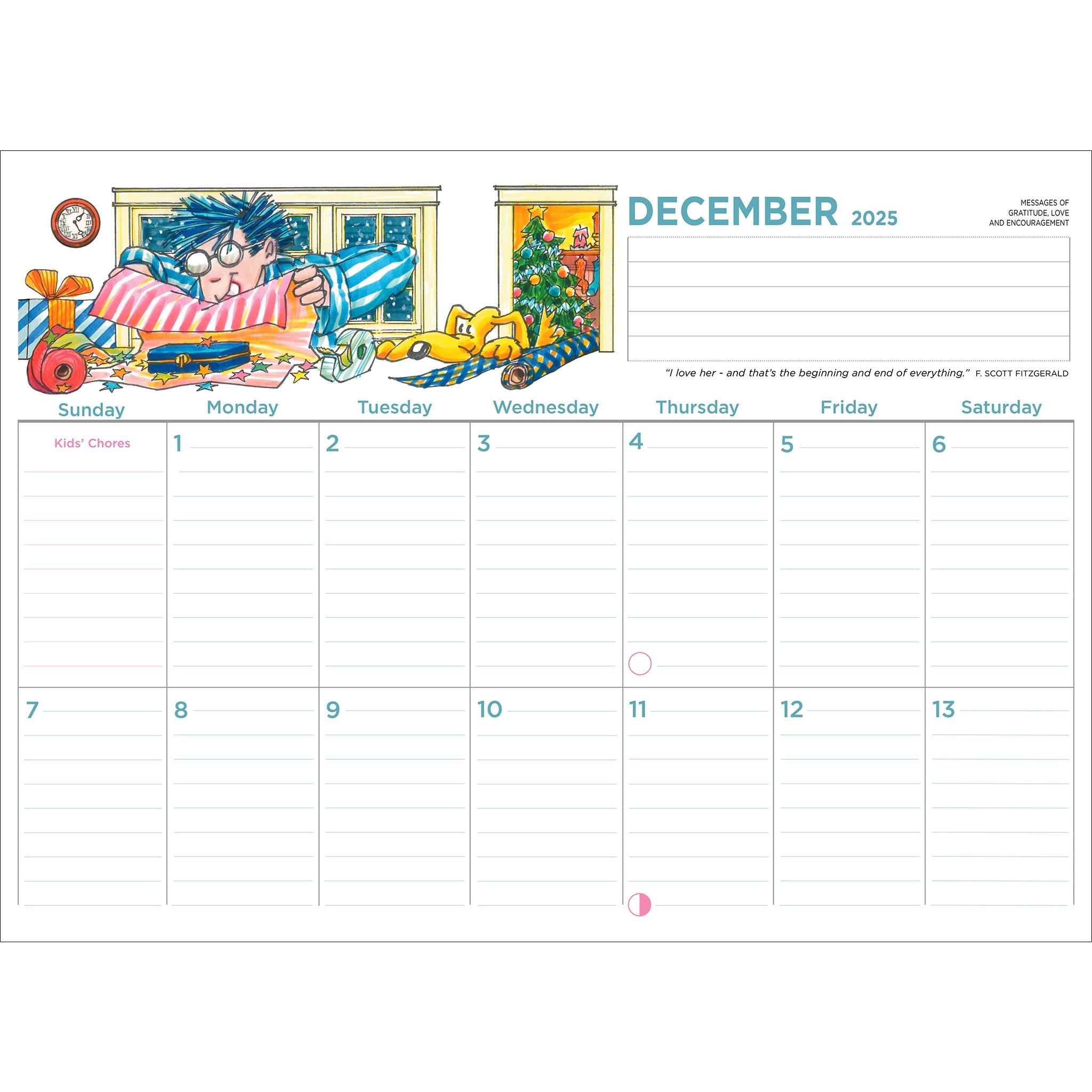 Calendrier mural organisateur familial 2025-2026