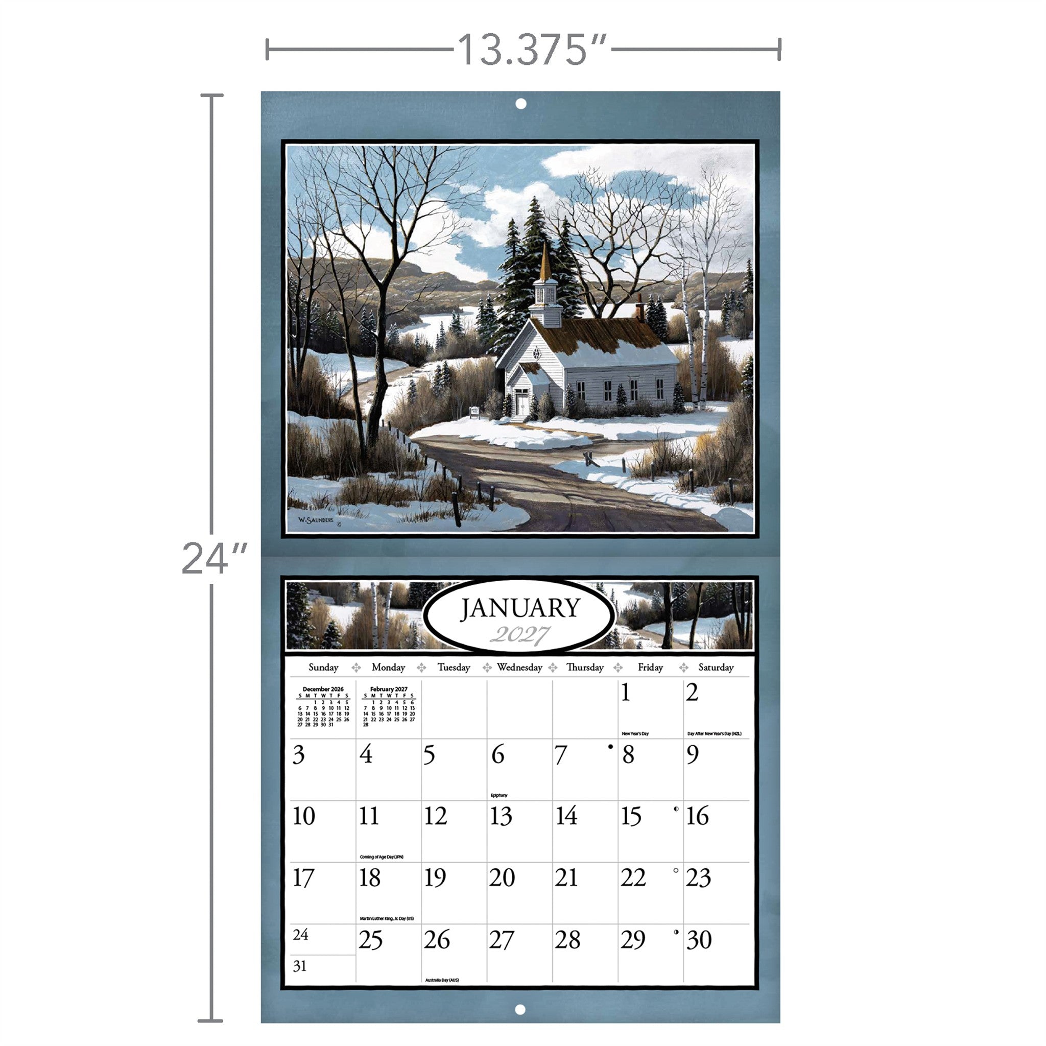 Calendrier mural 2027 Églises de campagne - En ligne seulement