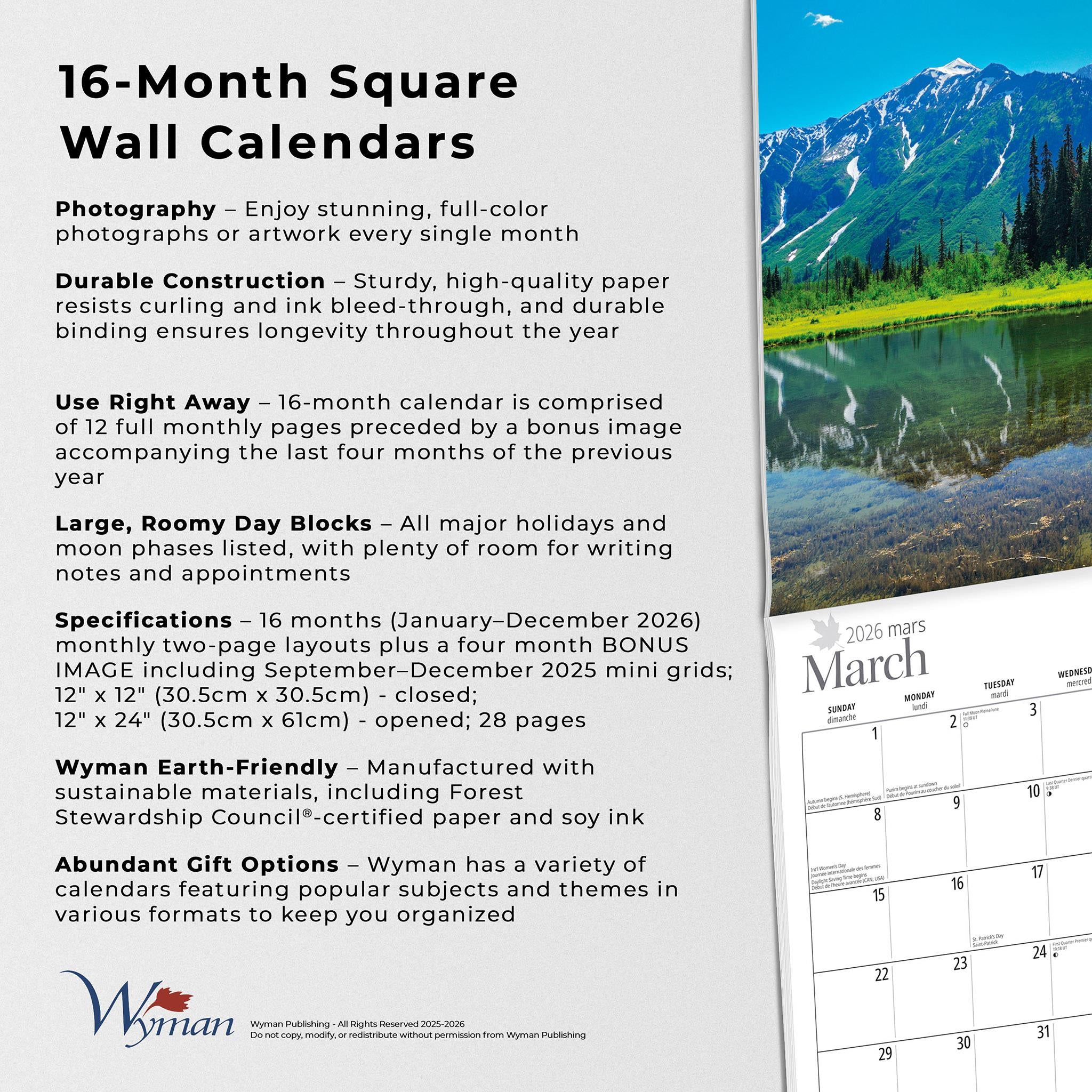 British Columbia 2026 Wall Calendar
