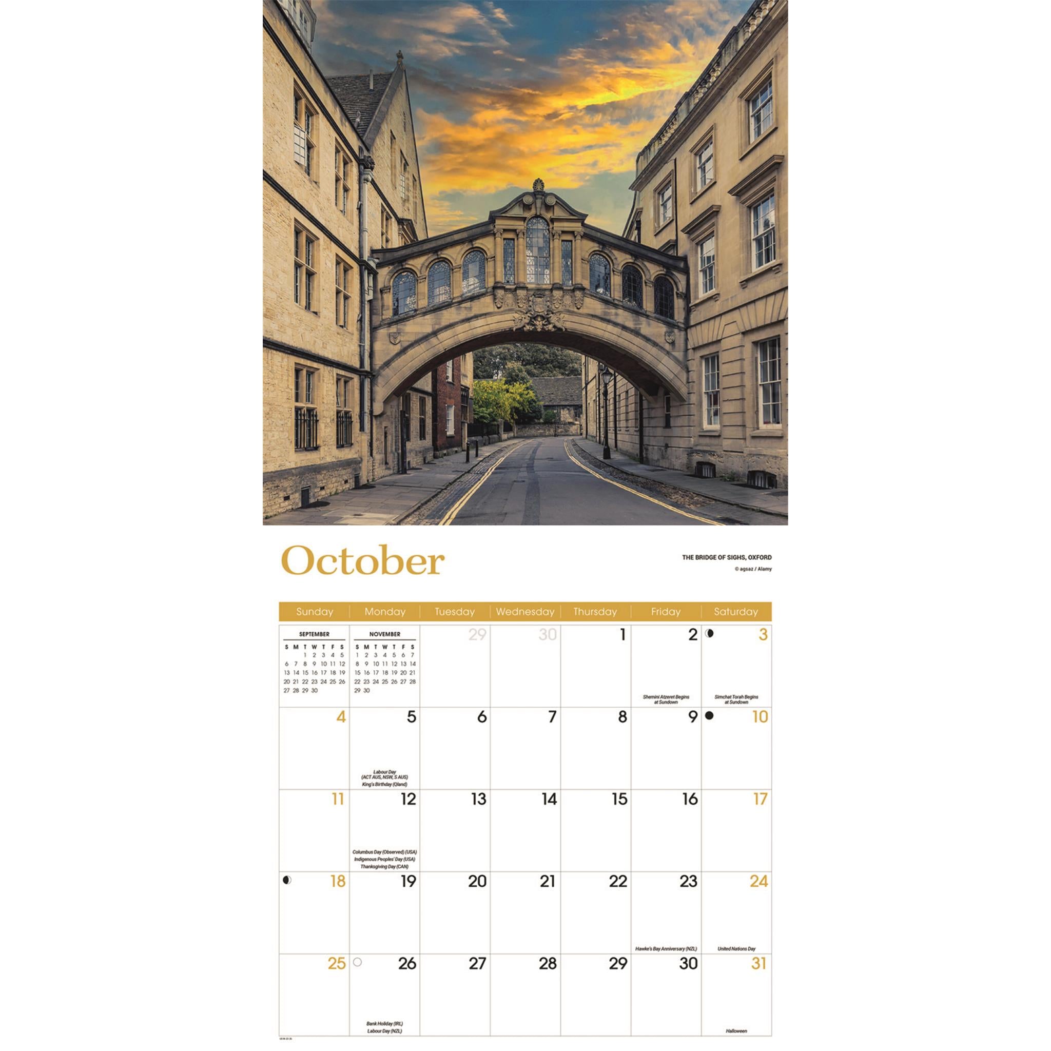 Calendrier mural Angleterre 2026