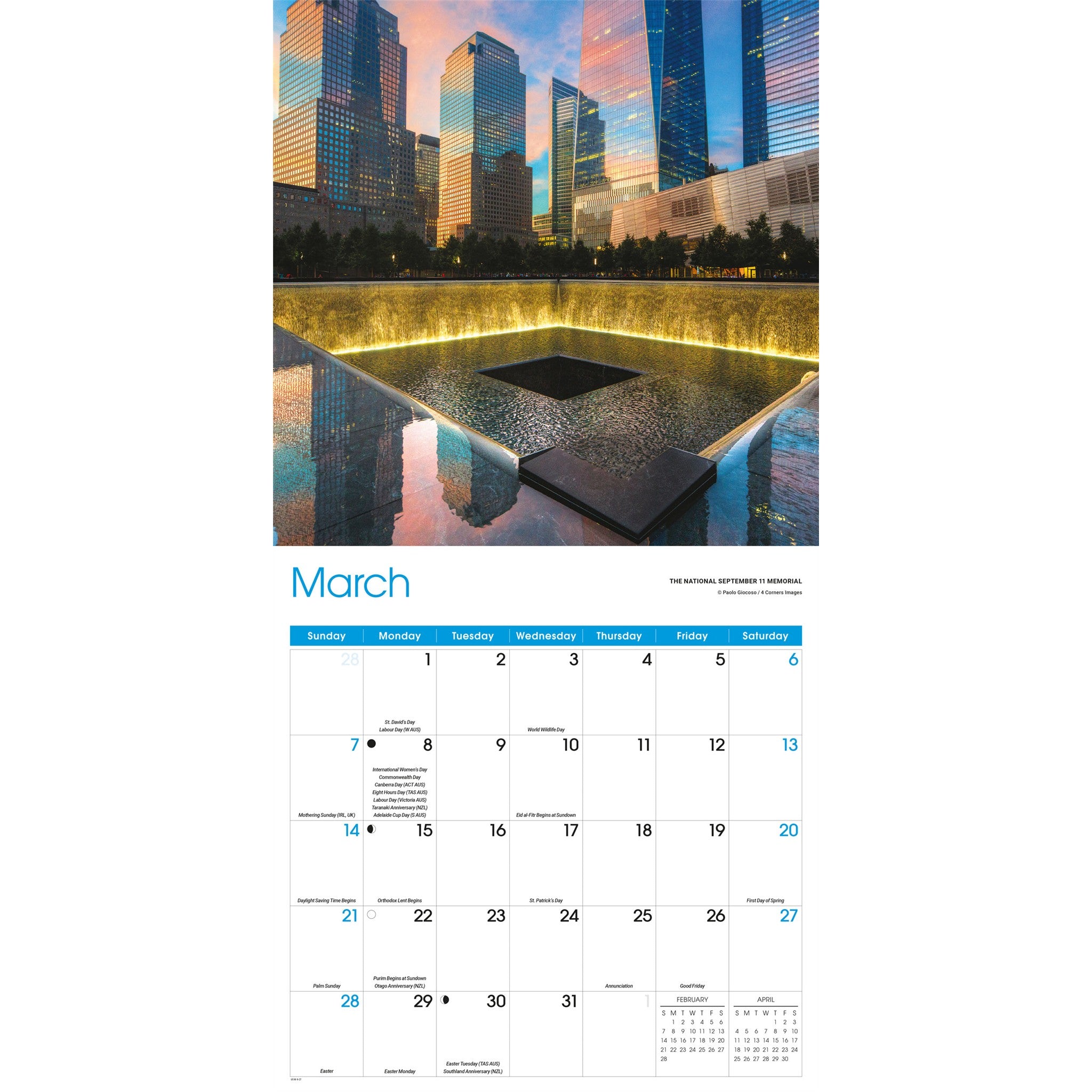 Calendrier mural New York 2027