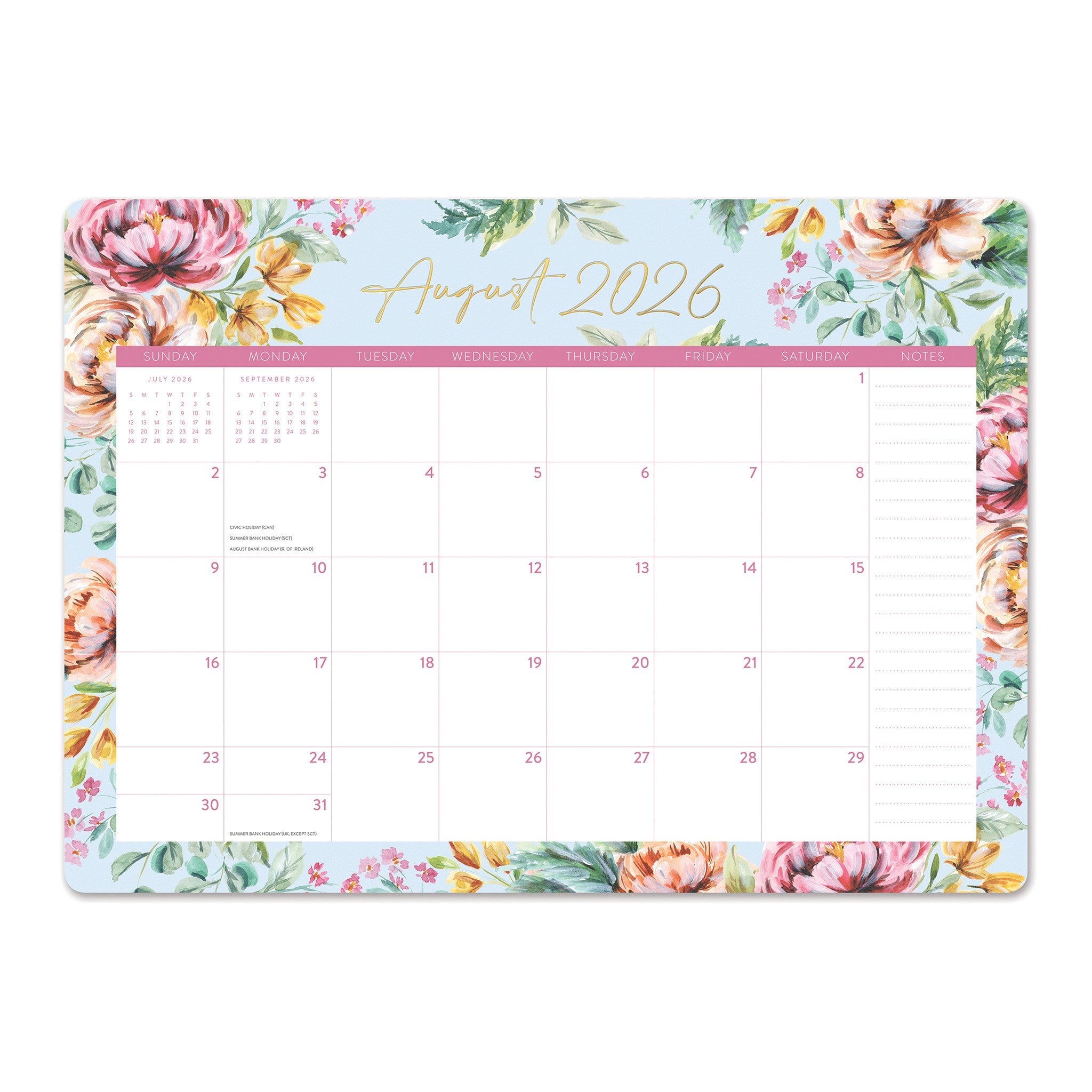 Calendrier de bureau décoratif Bella Flora 2026-2027