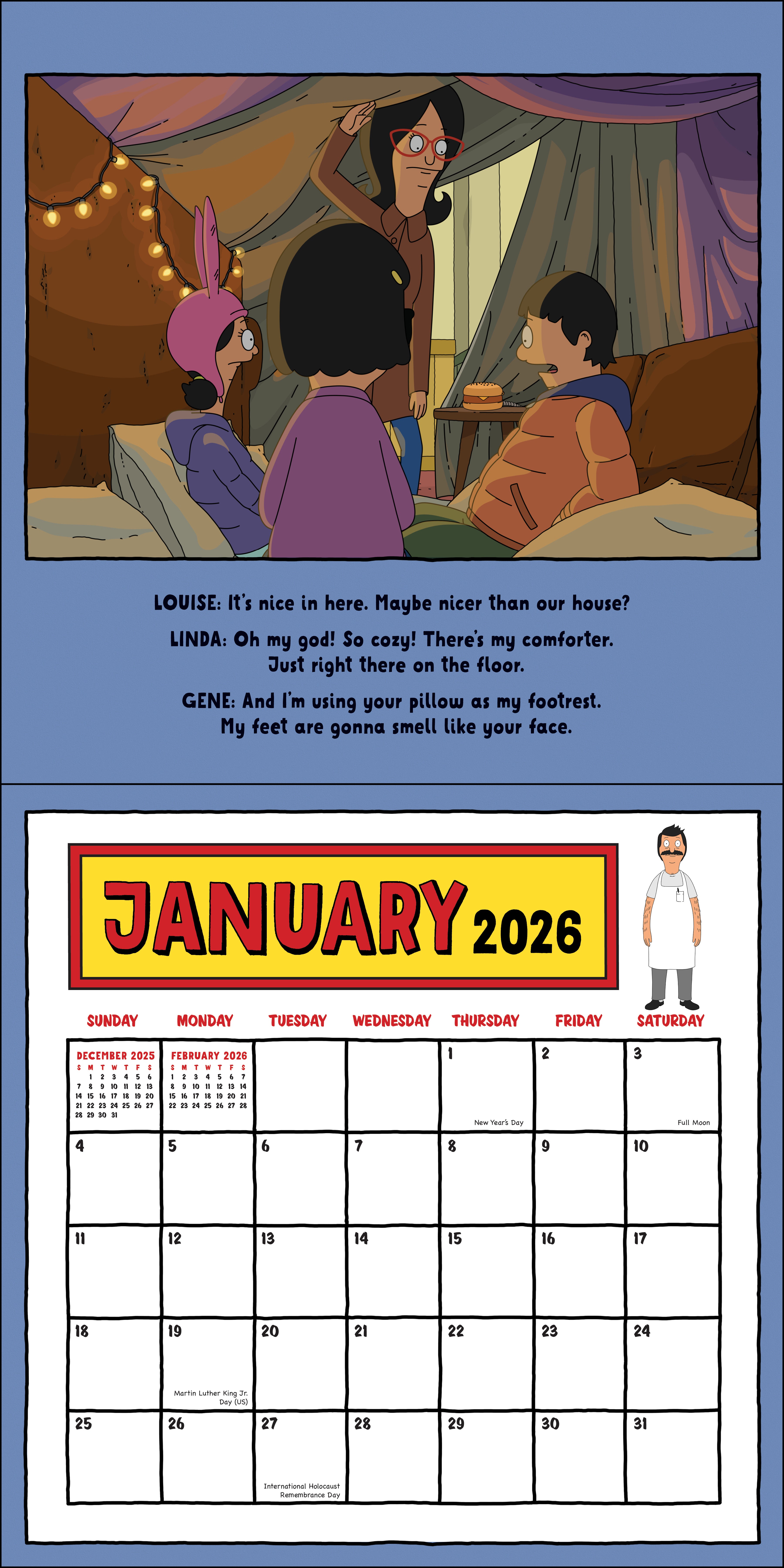 Calendrier mural Bob's Burgers 2026