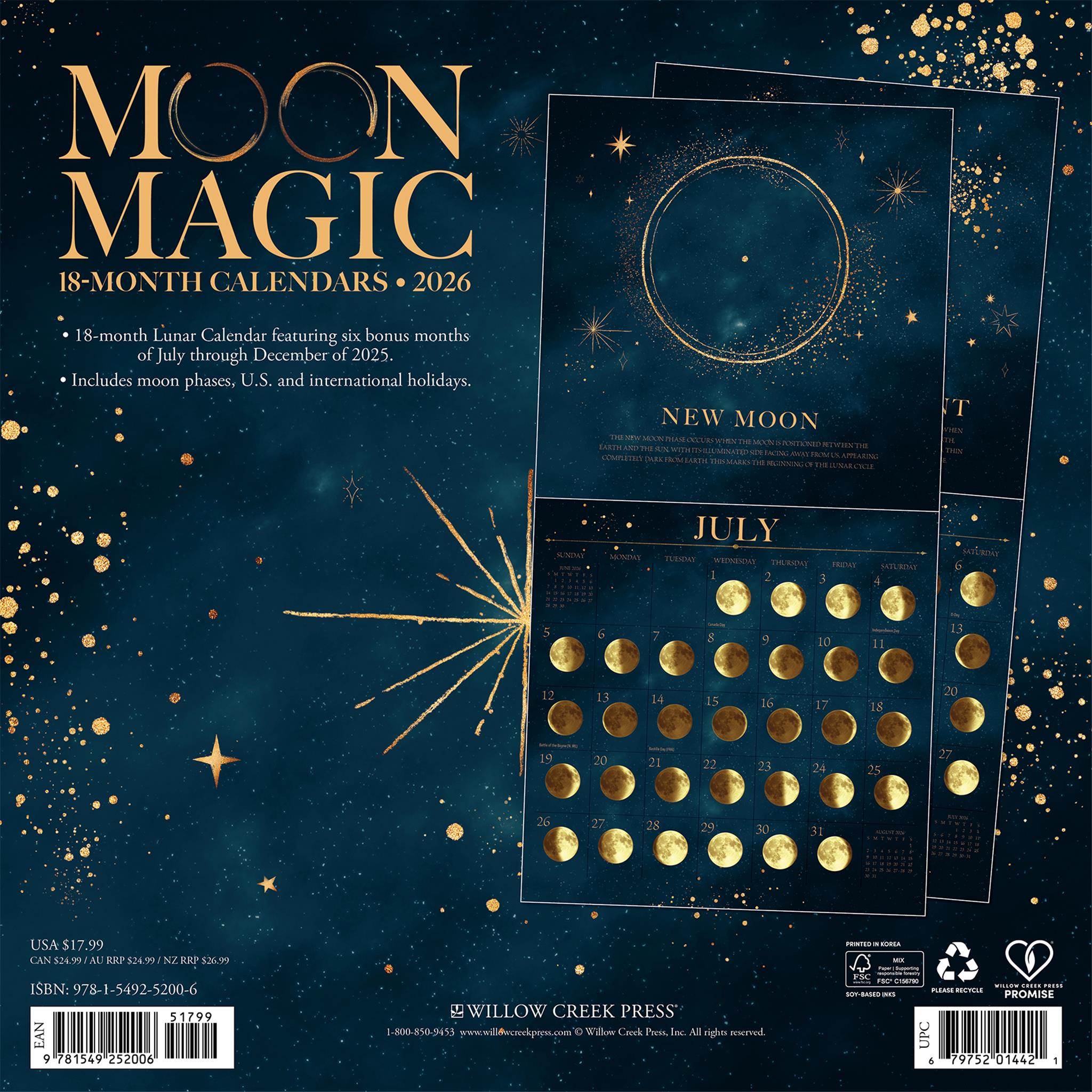 Calendrier mural Moon Magic 2026 - Disponible uniquement en ligne