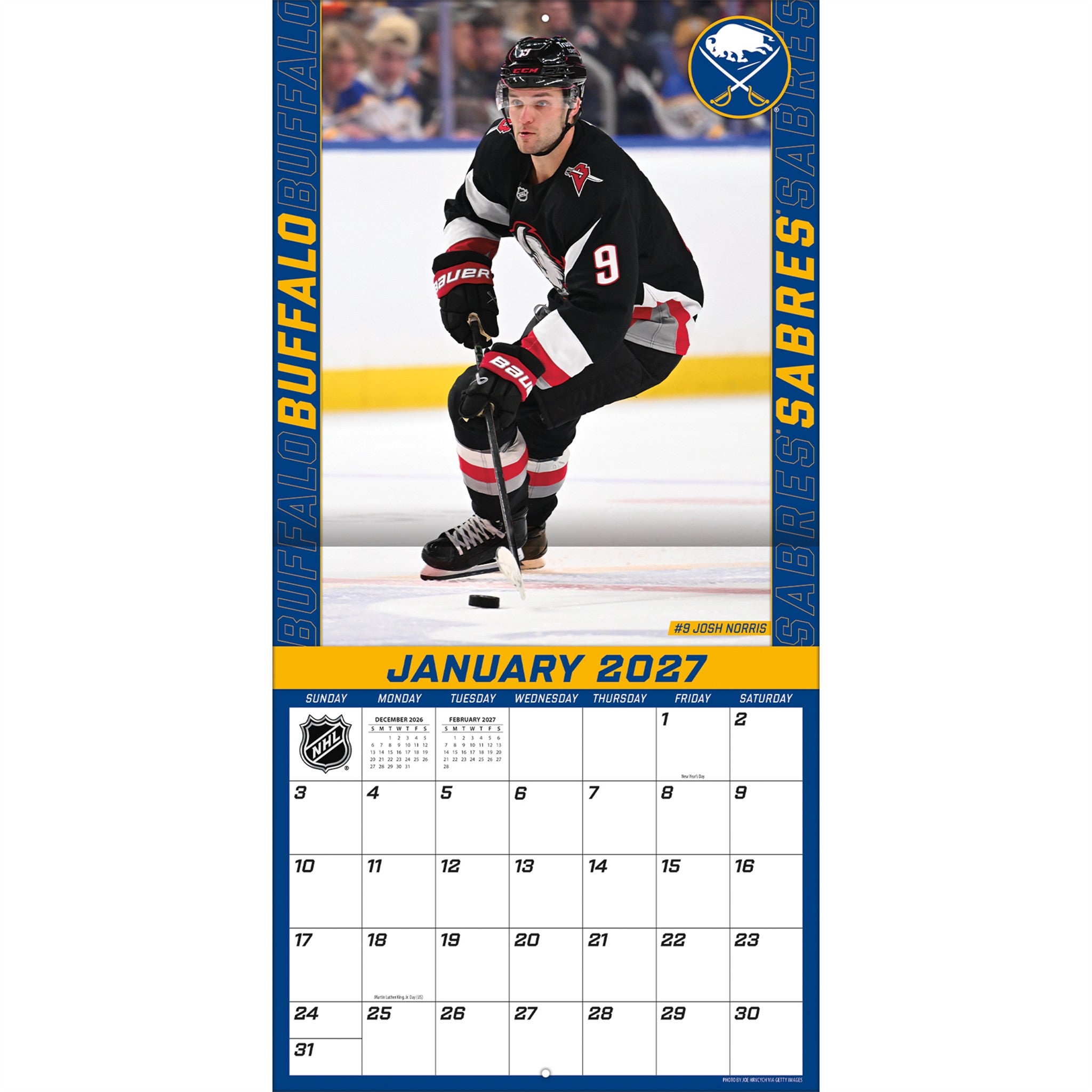 NHL Buffalo Sabres 2027 Wall Calendar