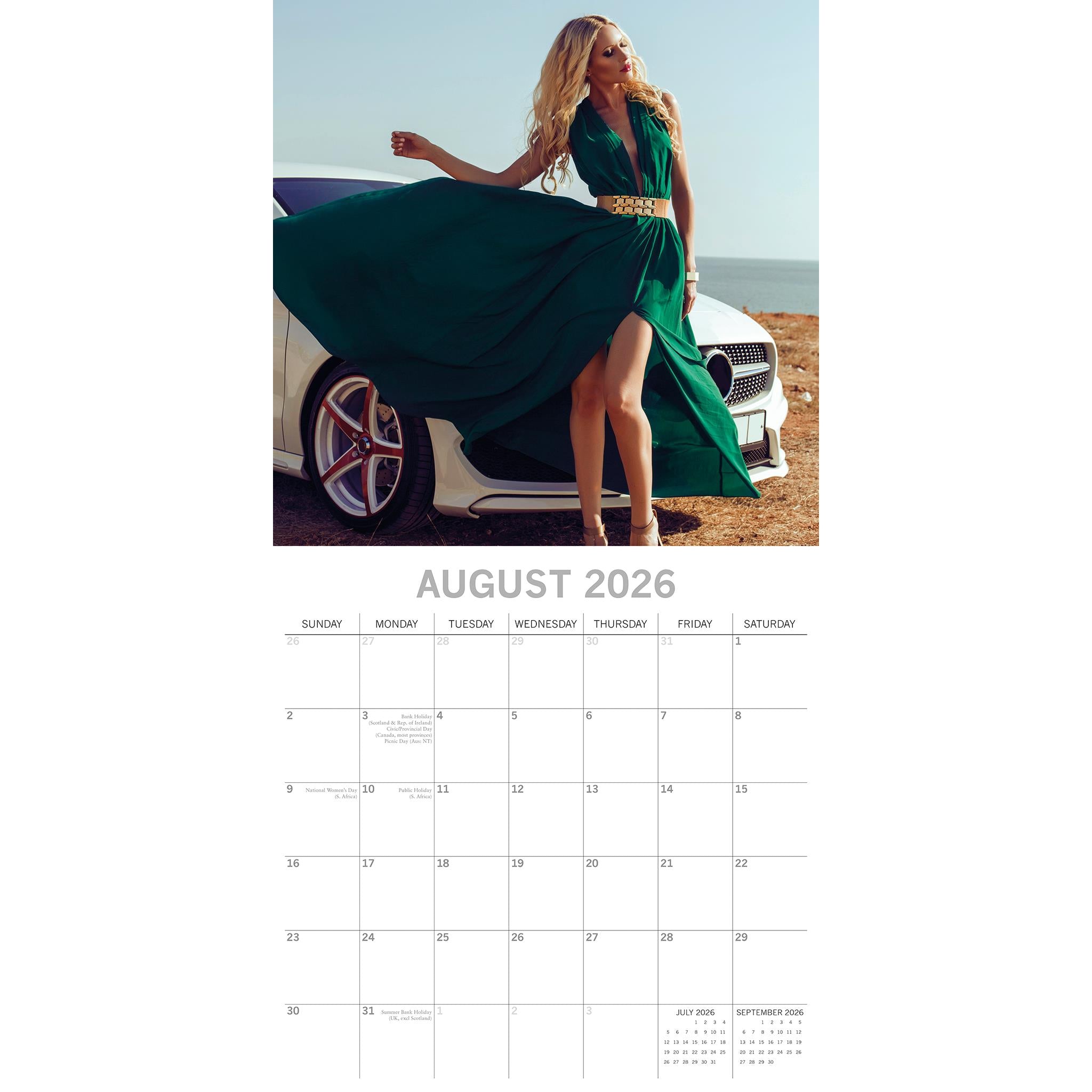 Calendrier mural Filles et Voitures 2026