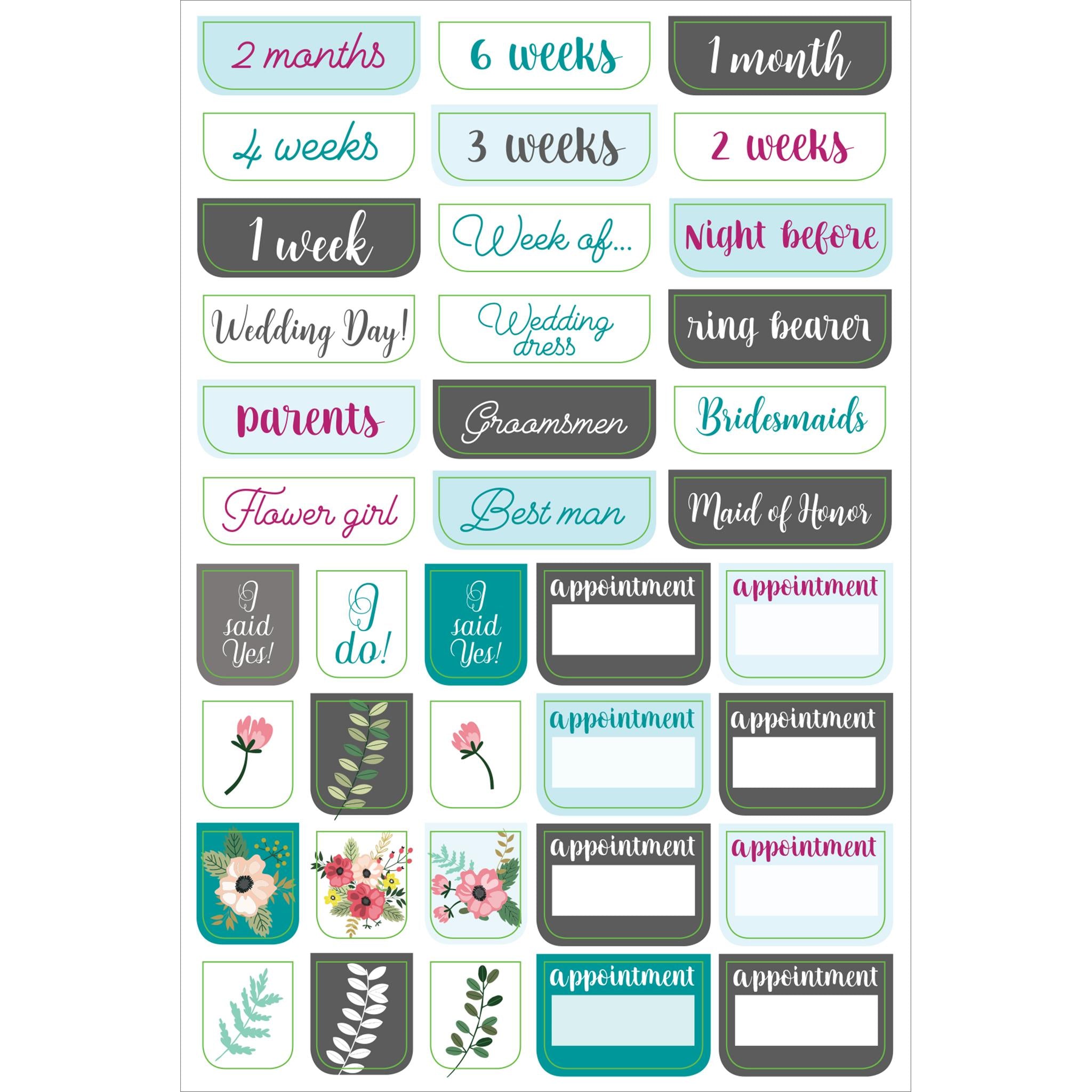 Autocollants pour organisateur de mariage