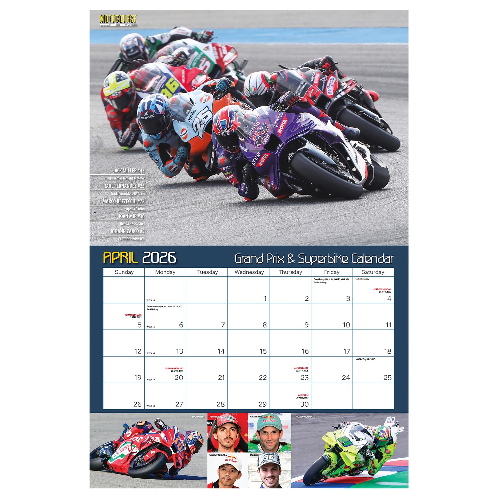 Motocourse Grand Prix And Superbike 2026 Wall Calendar