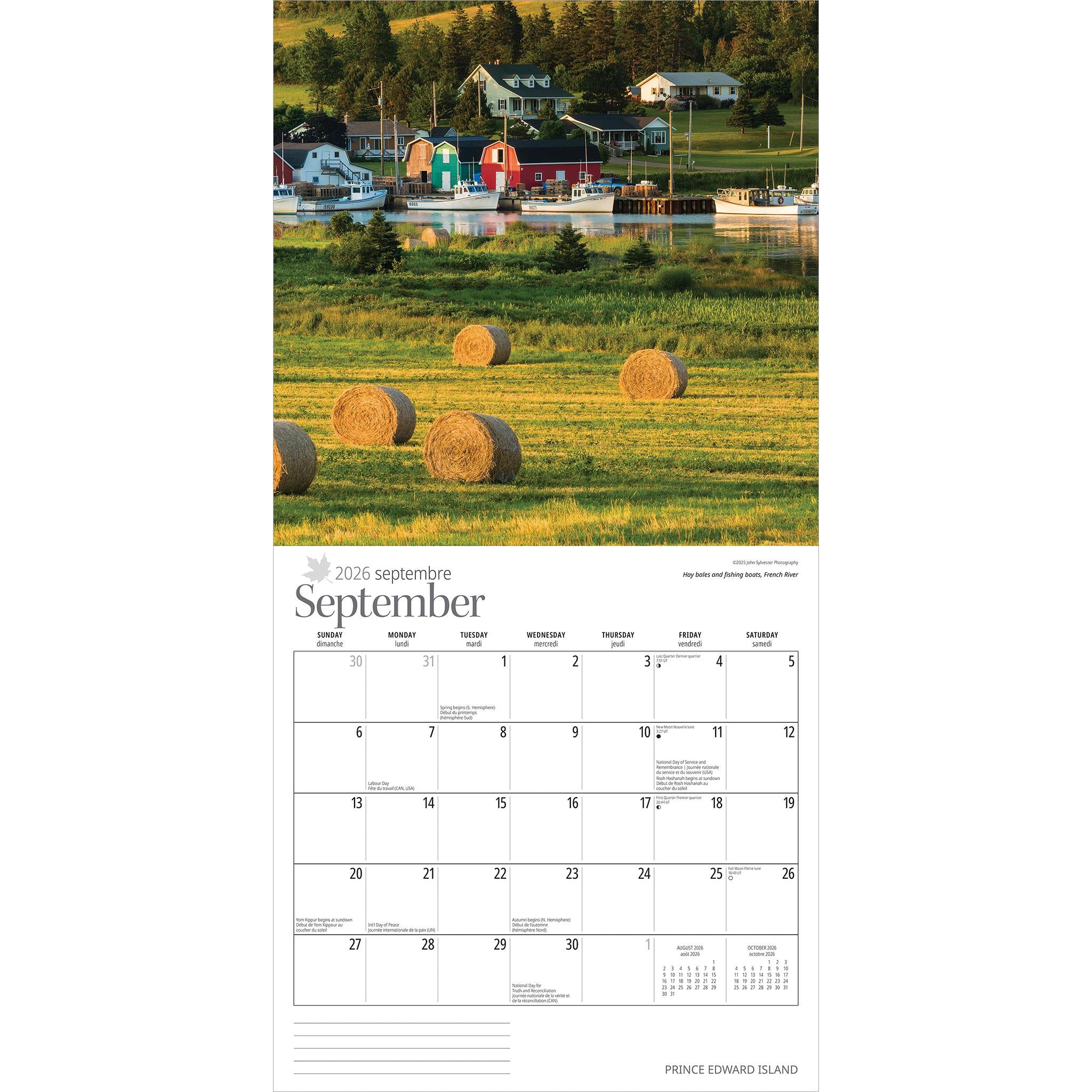 Calendrier mural 2026 de l'Île-du-Prince-Édouard - Disponible uniquement en ligne