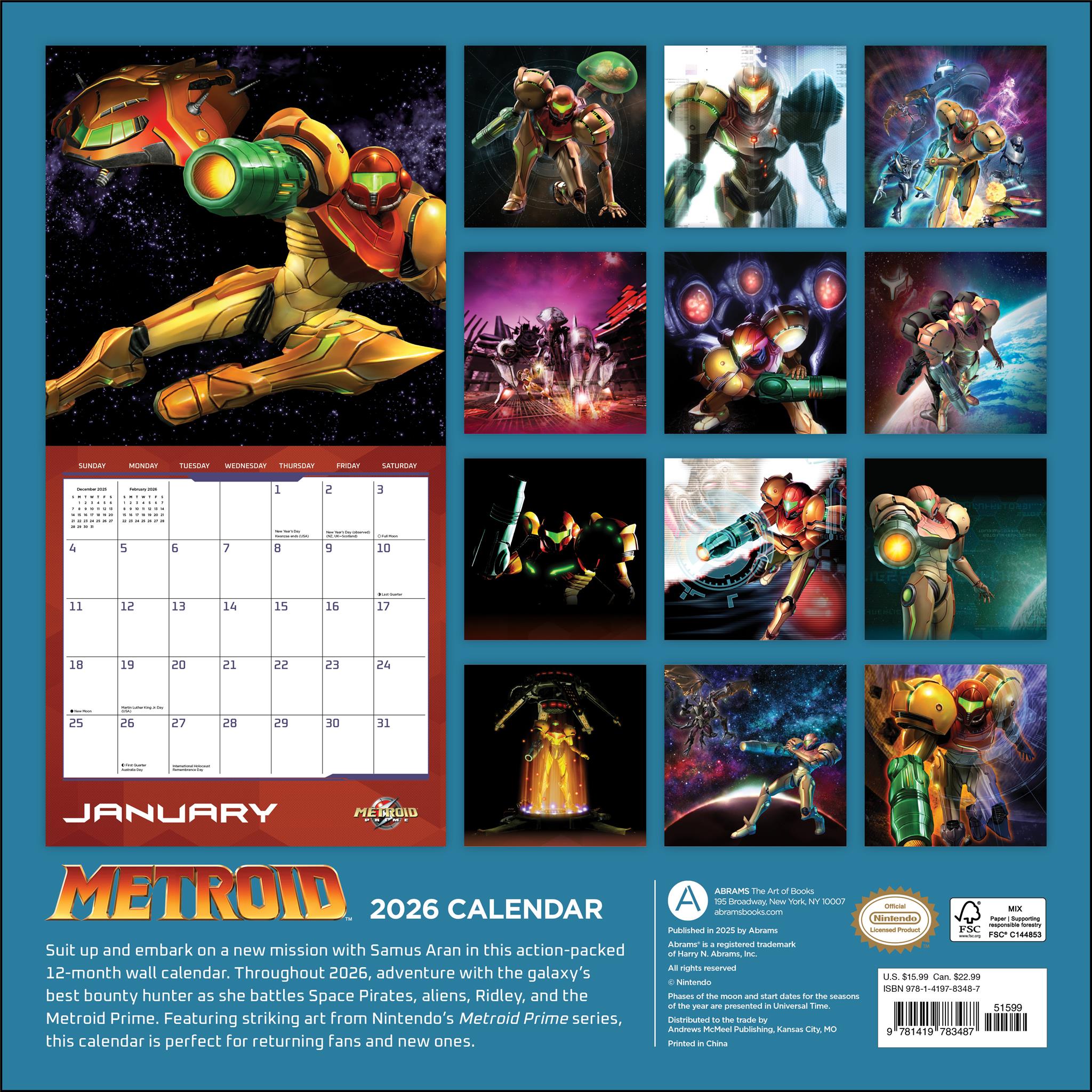 Calendrier mural Metroid 2026