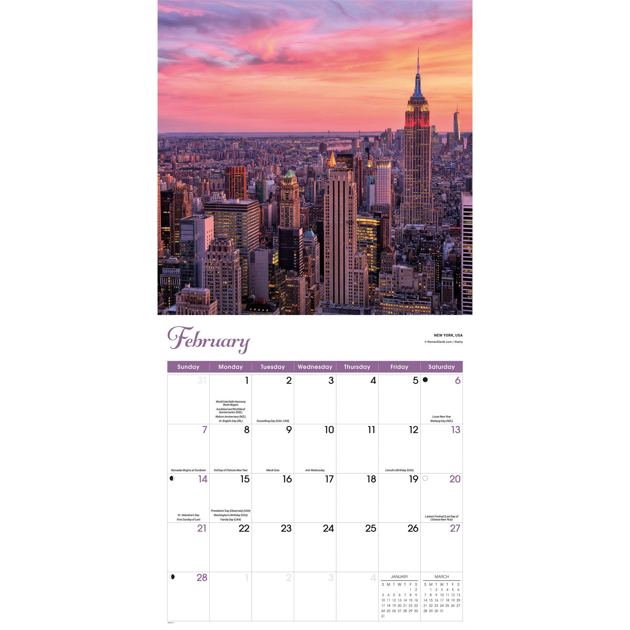 Calendrier mural Lever et coucher du soleil 2027