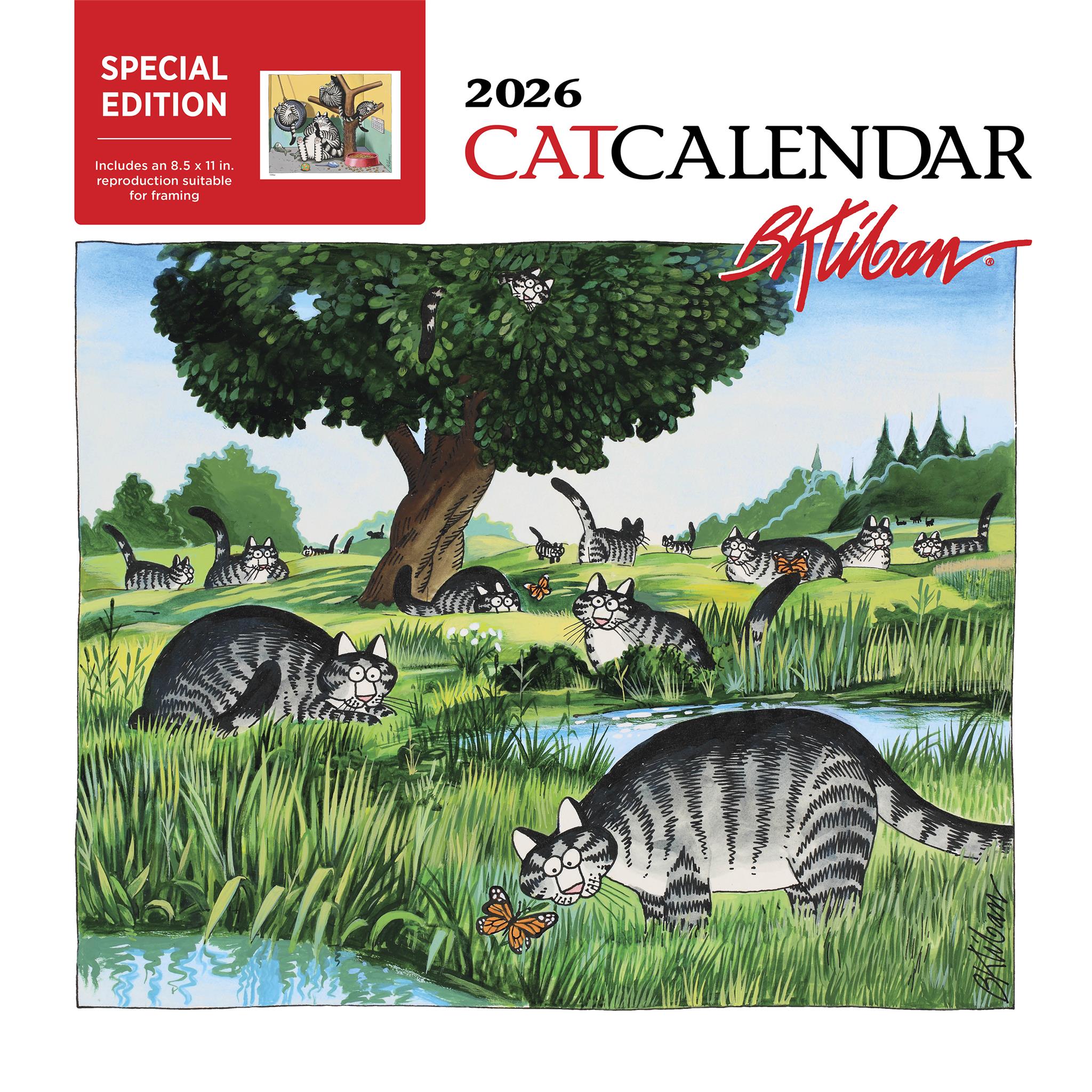 Calendrier mural édition spéciale B Kliban Cat 2026 avec impression