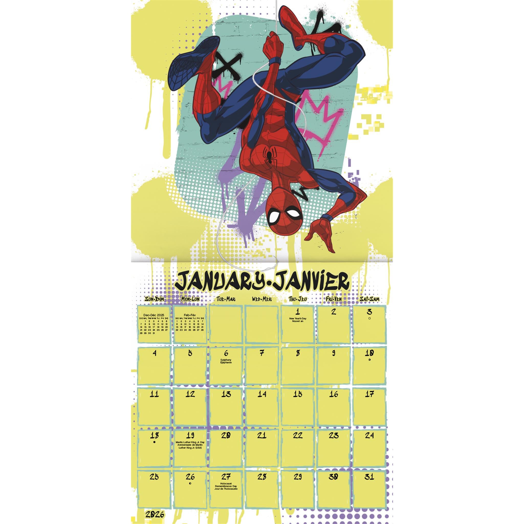 Mini-calendrier bilingue Spider-Man 2026