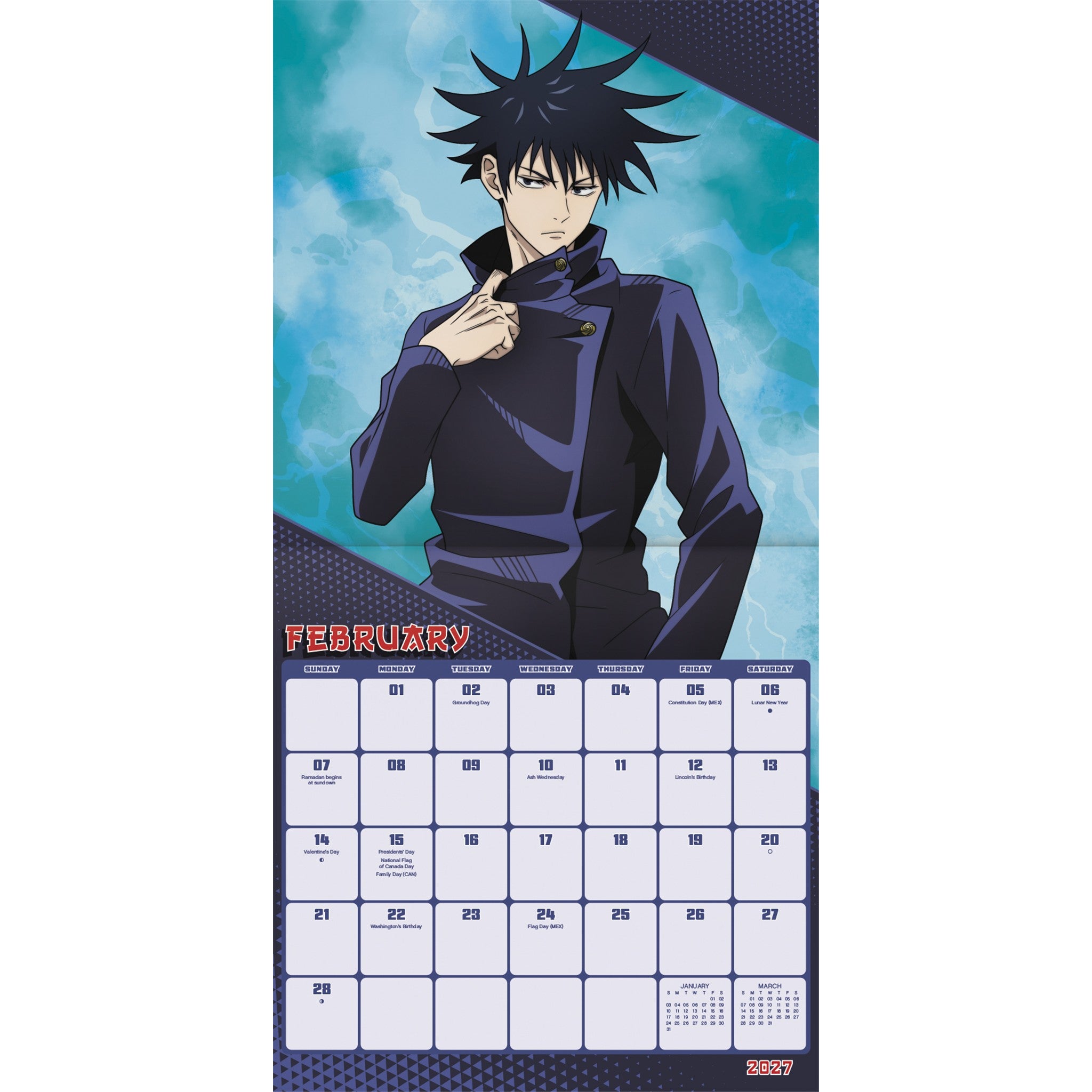 Calendrier mural Jujutsu Kaisen 2027 - Disponible en ligne uniquement