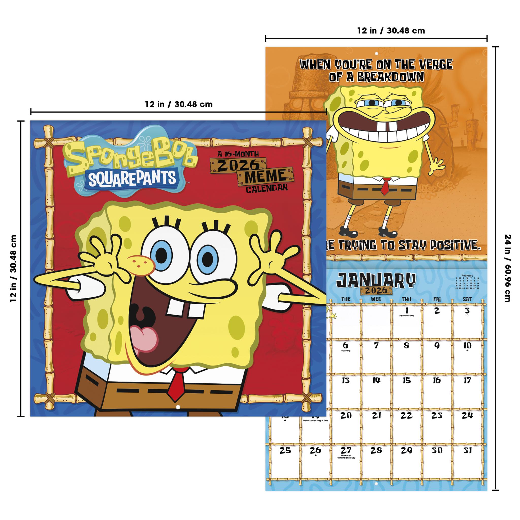 Calendrier mural Bob l'éponge 2026