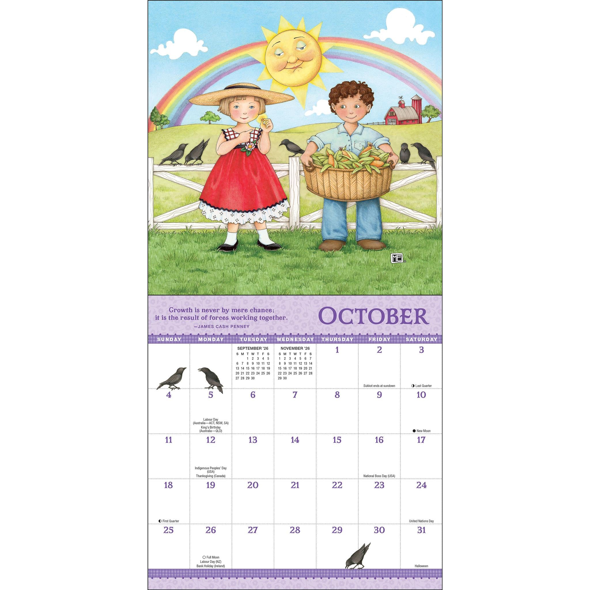 Calendrier miniature 2026 « Grandir au fil du courant » de Mary Engelbreits - Disponible uniquement en ligne