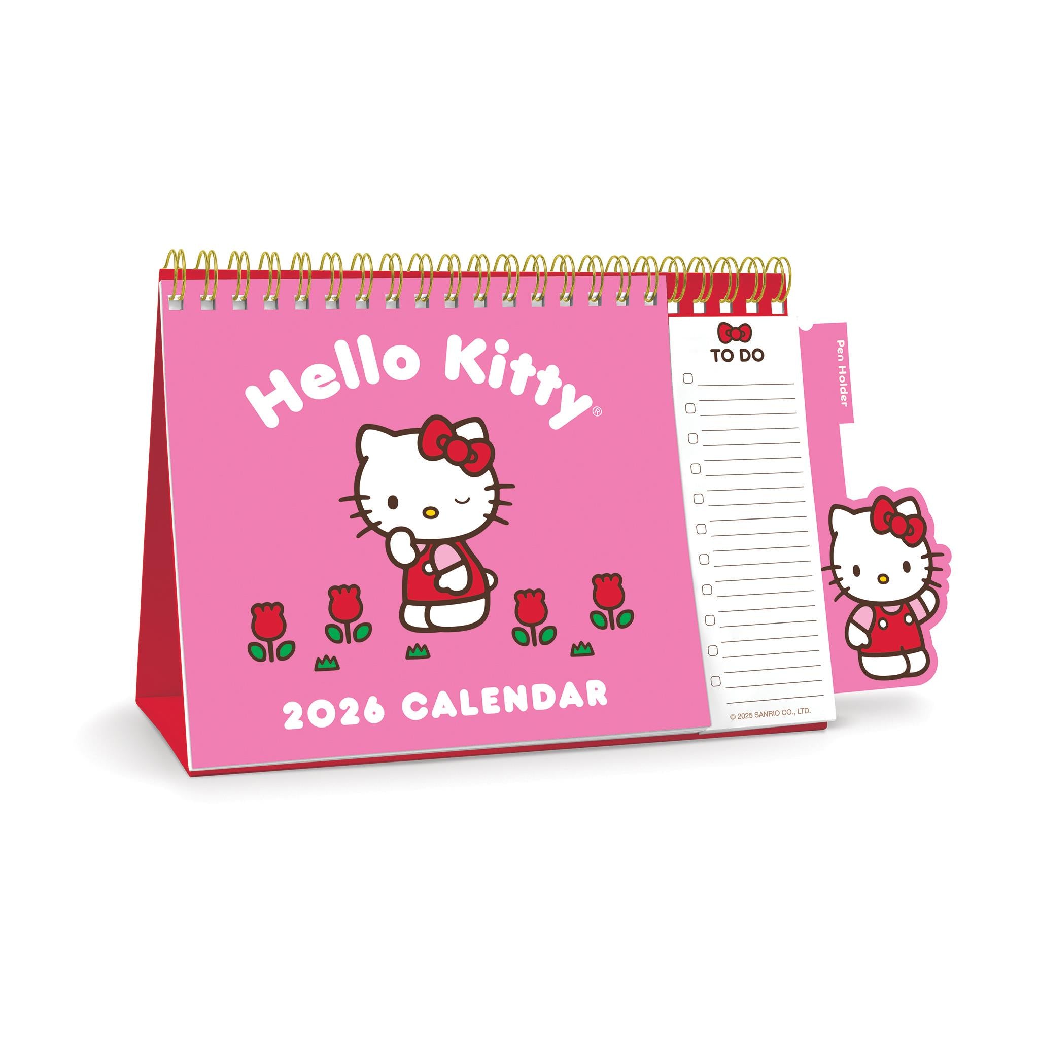 Calendrier chevalet Hello Kitty rose ludique 2026 - Disponible uniquement en ligne