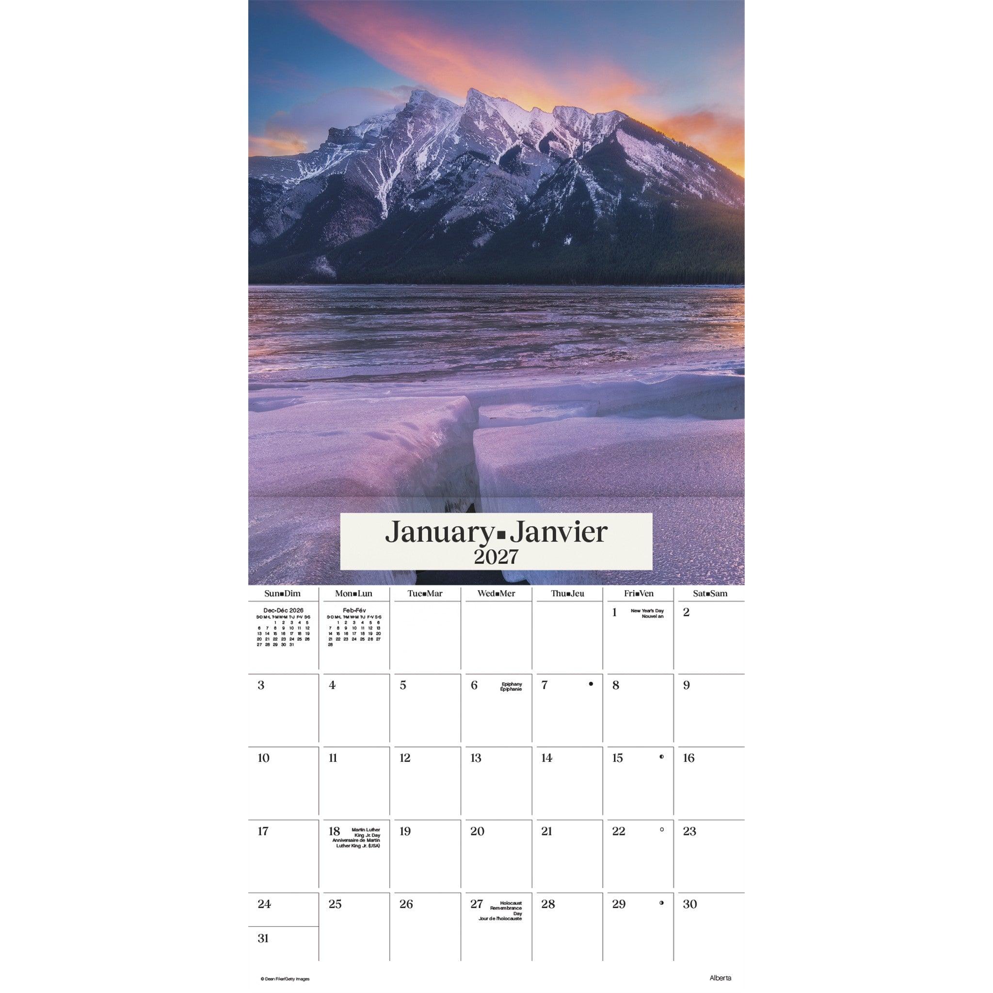 Canadian Landscapes / Paysages du Canada 2027 Wall Calendar - Online Only